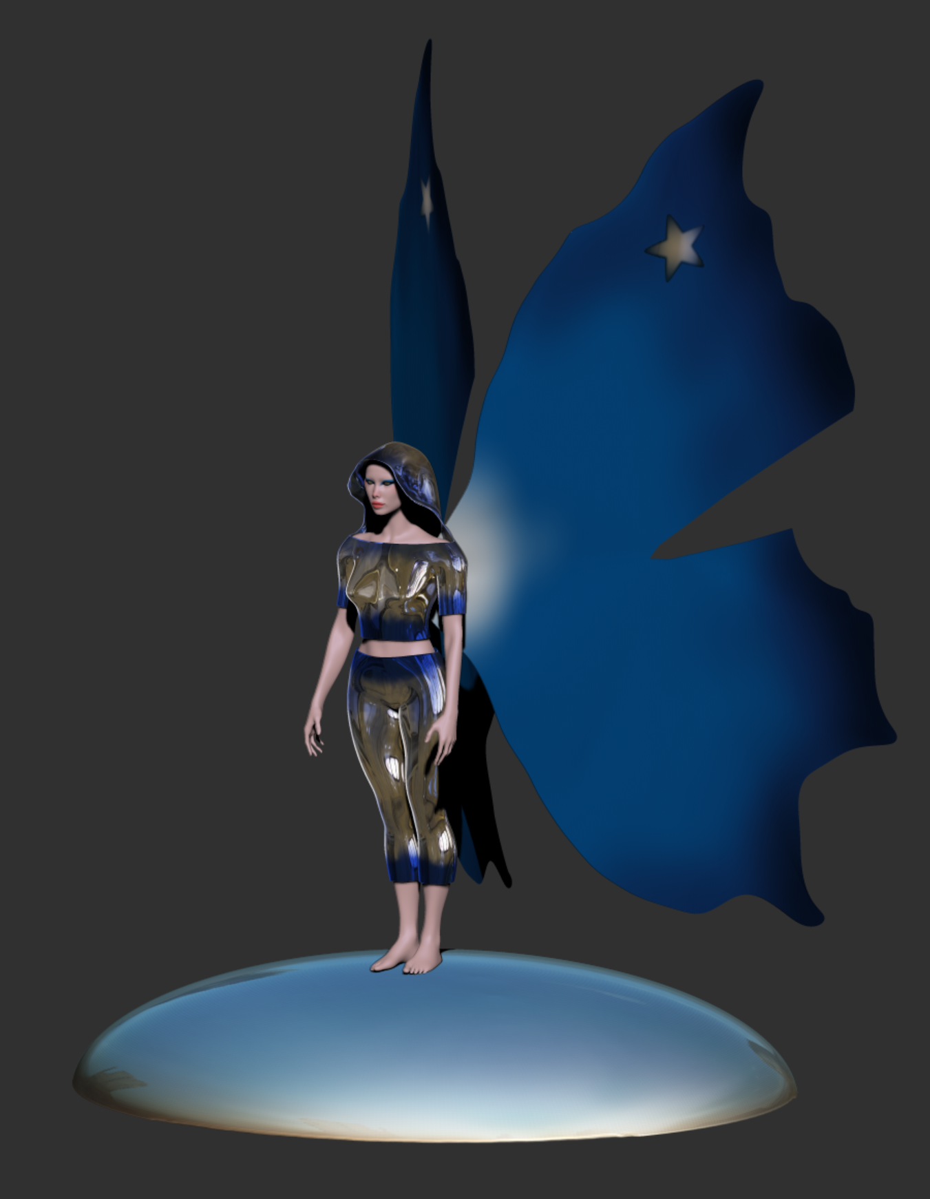 "Ice sprite" ZBrush character concept.
(December 2023)