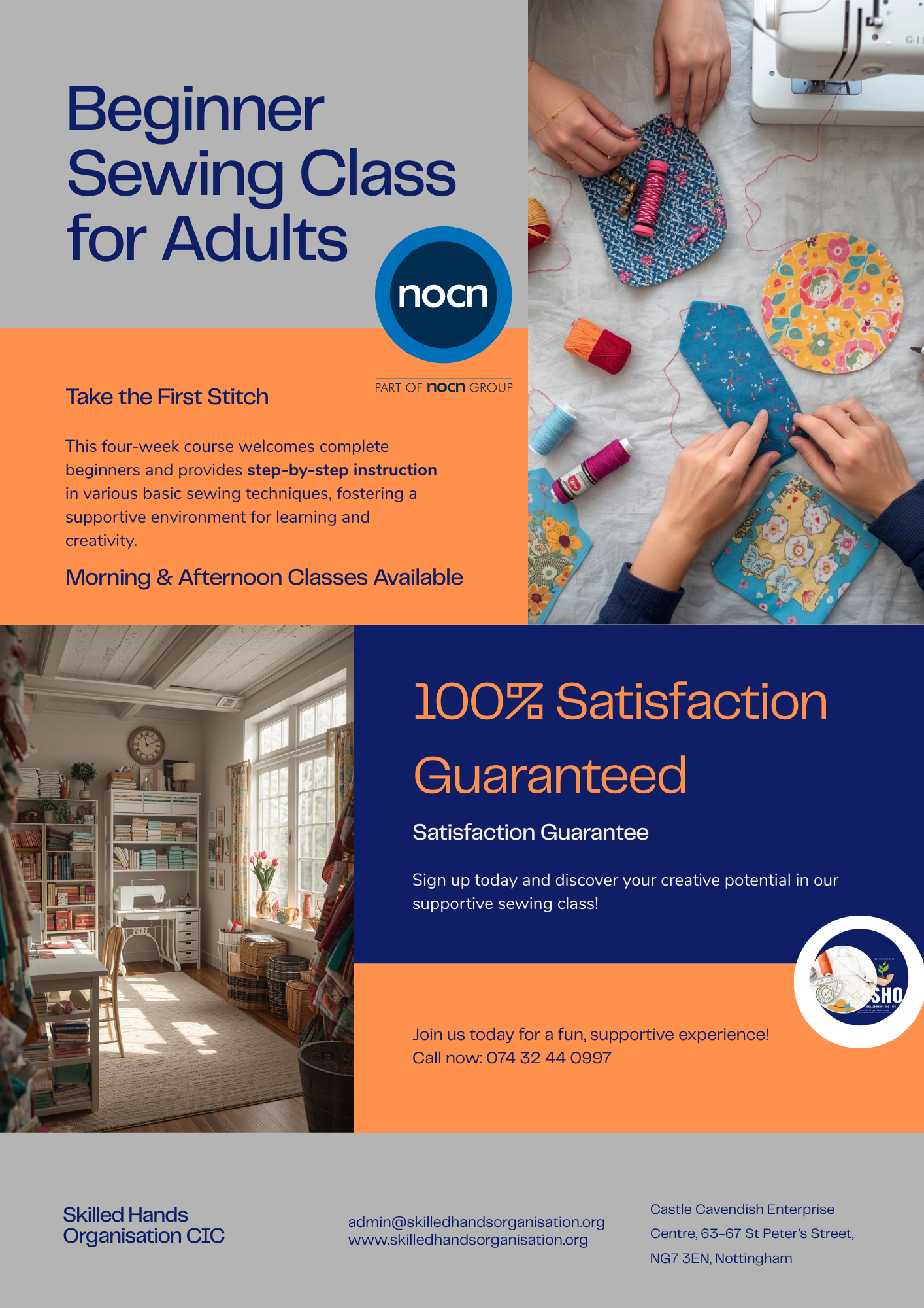 4 Weeks Beginner Sewing Class For Adults (Morning or Evening Sessions)