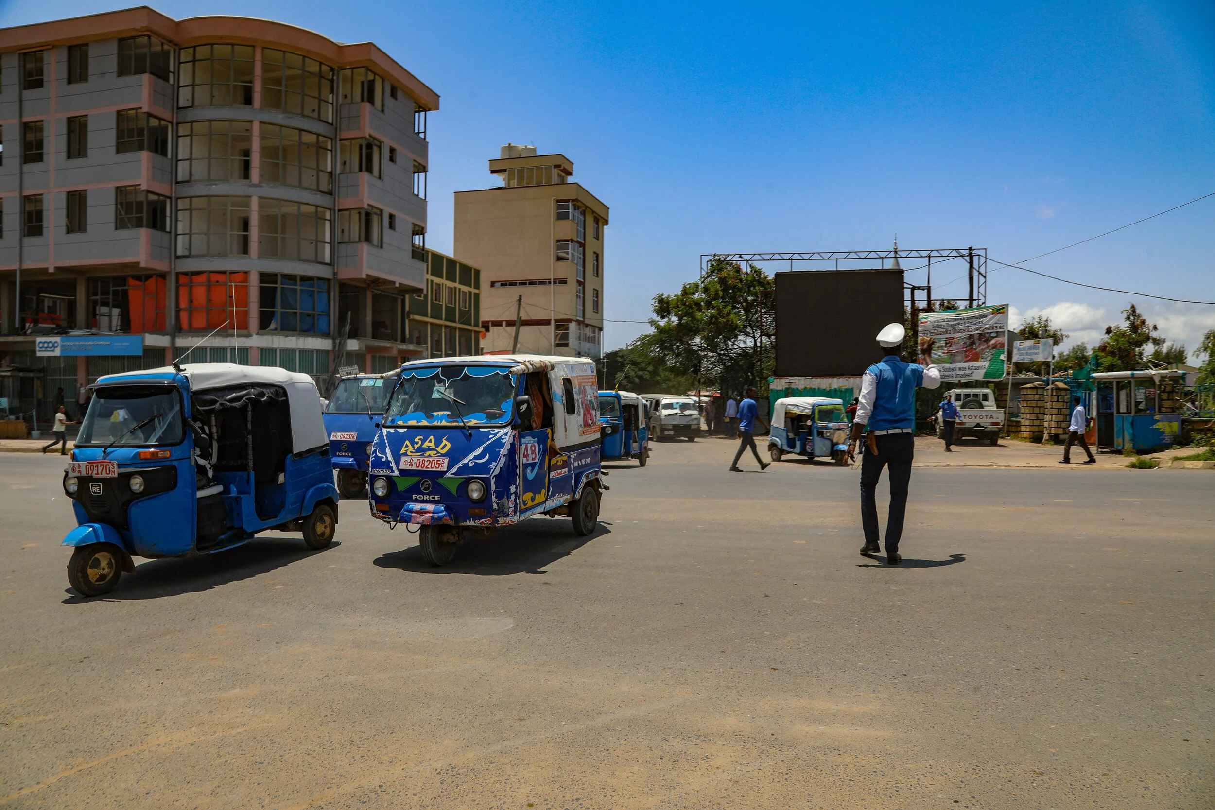 Traffic police manning a roundabout in Jigjiga