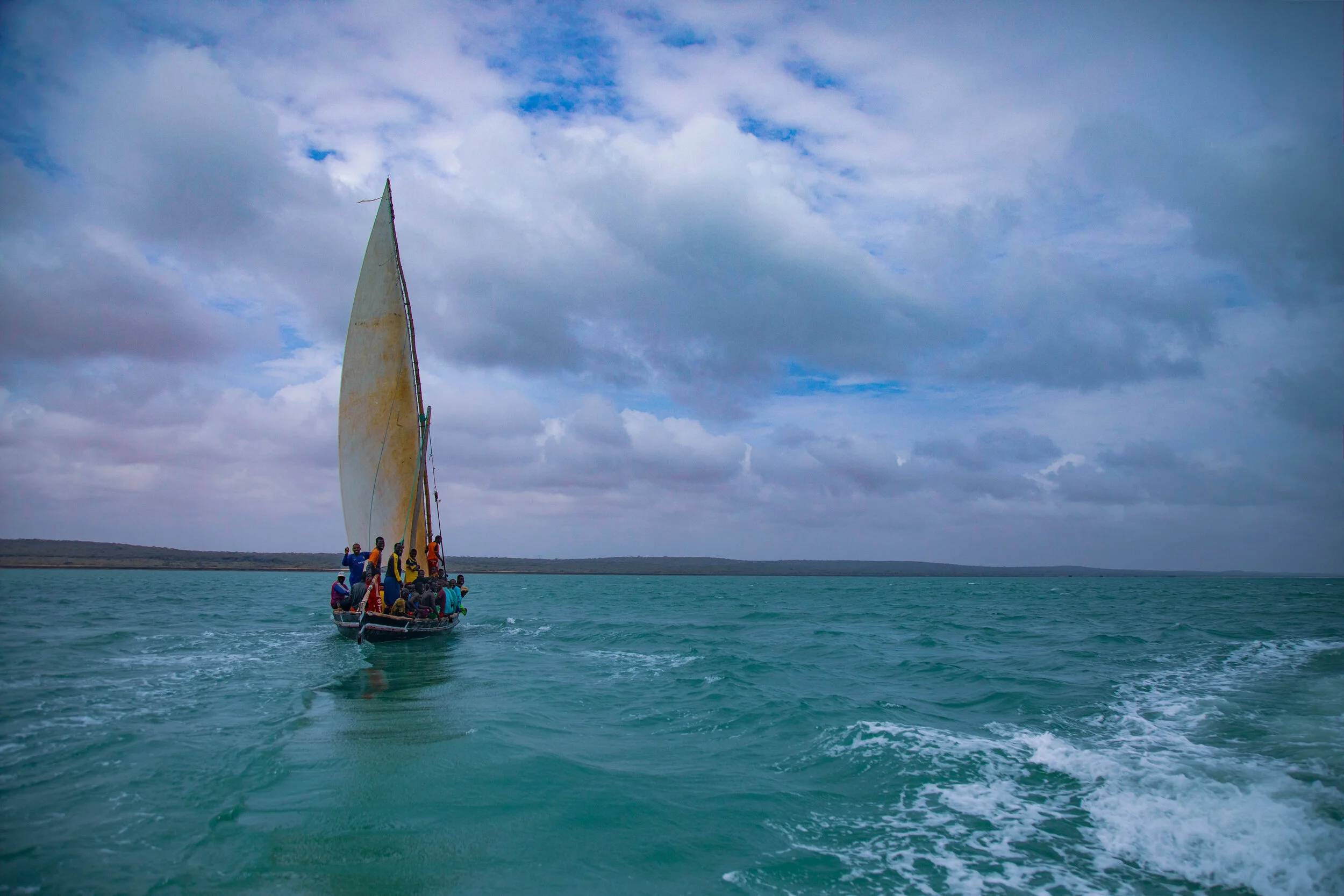 Fishers chasing fish