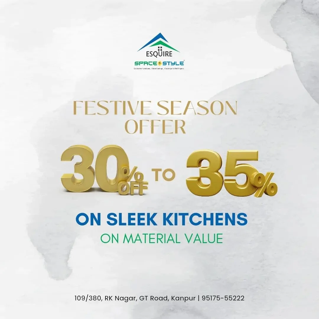 Get ready to save big on your dream kitchen with Esquire Furnishing Store's incredible offer of 30% to 35% on the material value of our sleek kitchen range! Hurry up and don't miss out on this exciting offer.
.
Esquire Space N Style
109/380, RK Nagar