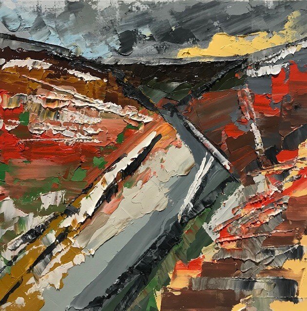 "Distant Avonmouth" Oil on board 20cm x 20cm - Available. Signed limited edition giclee prints - £100 Framed