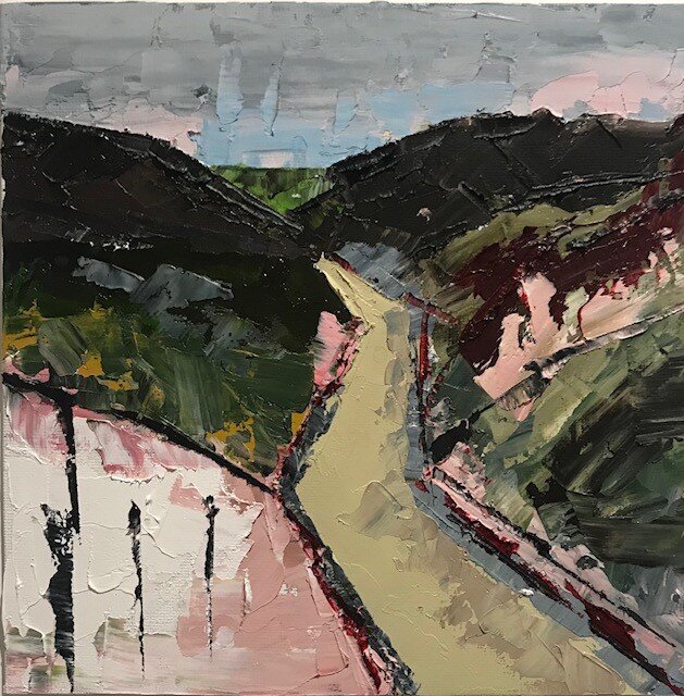 "Goat Gully" Oil on board 20cm x 20cm - (Sold). Signed limited edition giclee prints - £100 Framed