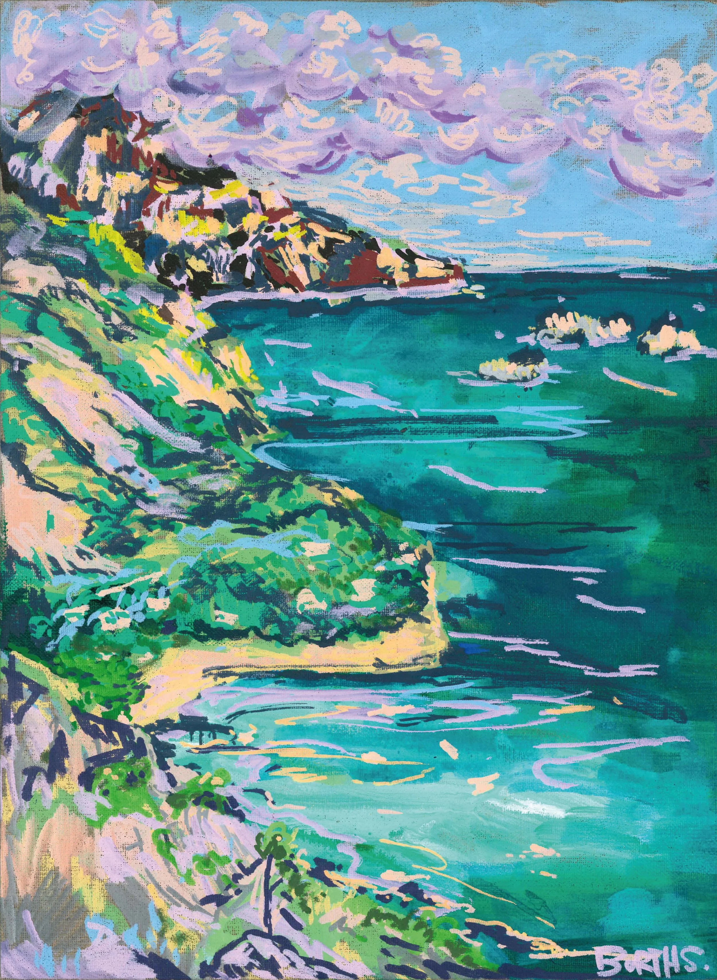 "Unsere Yacht liegt dahinten" - Kunstdruck