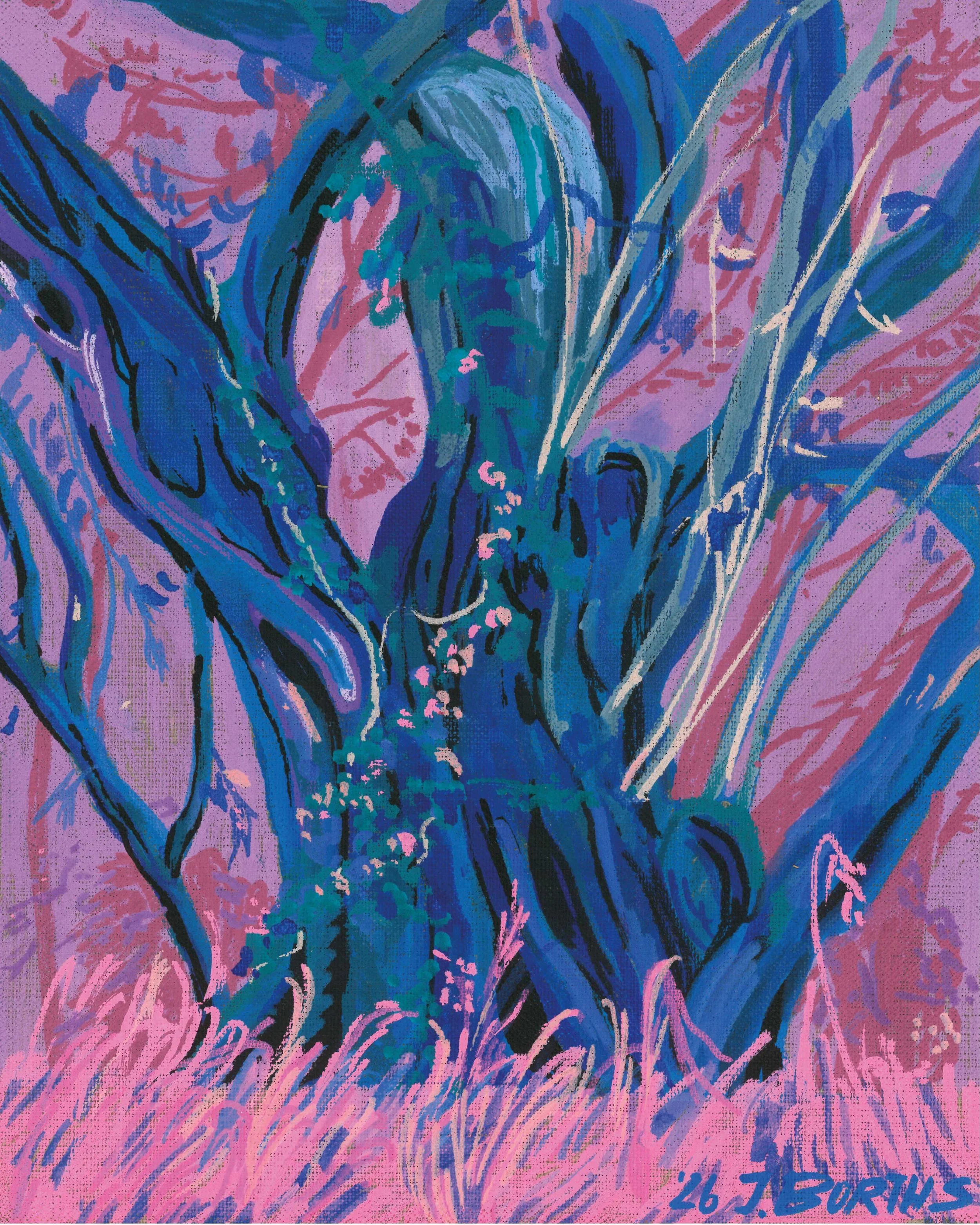 Kunstdruck / Postkarte - "Blauer Olivenhain"