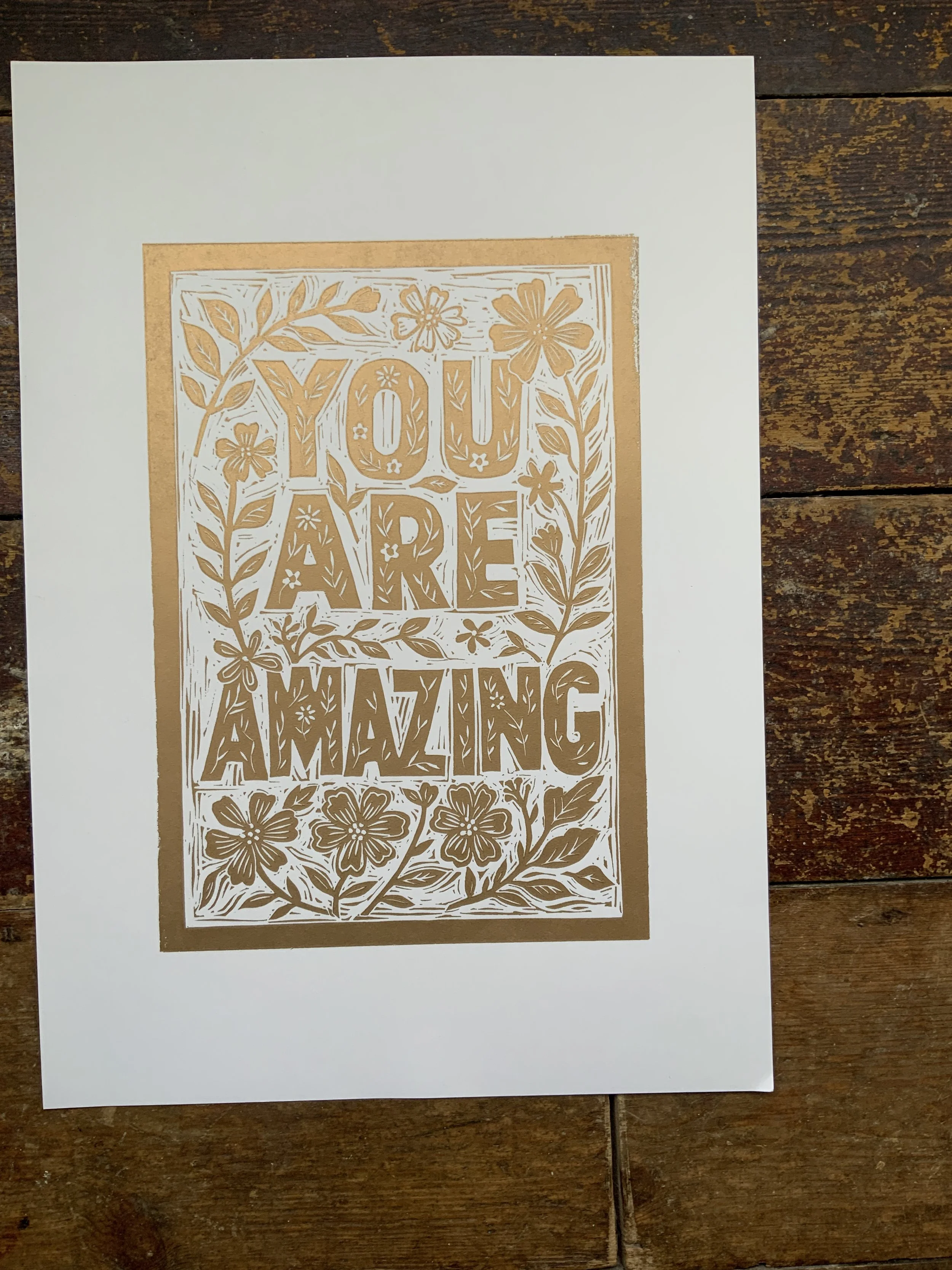 You Are Amazing: Linocut Print