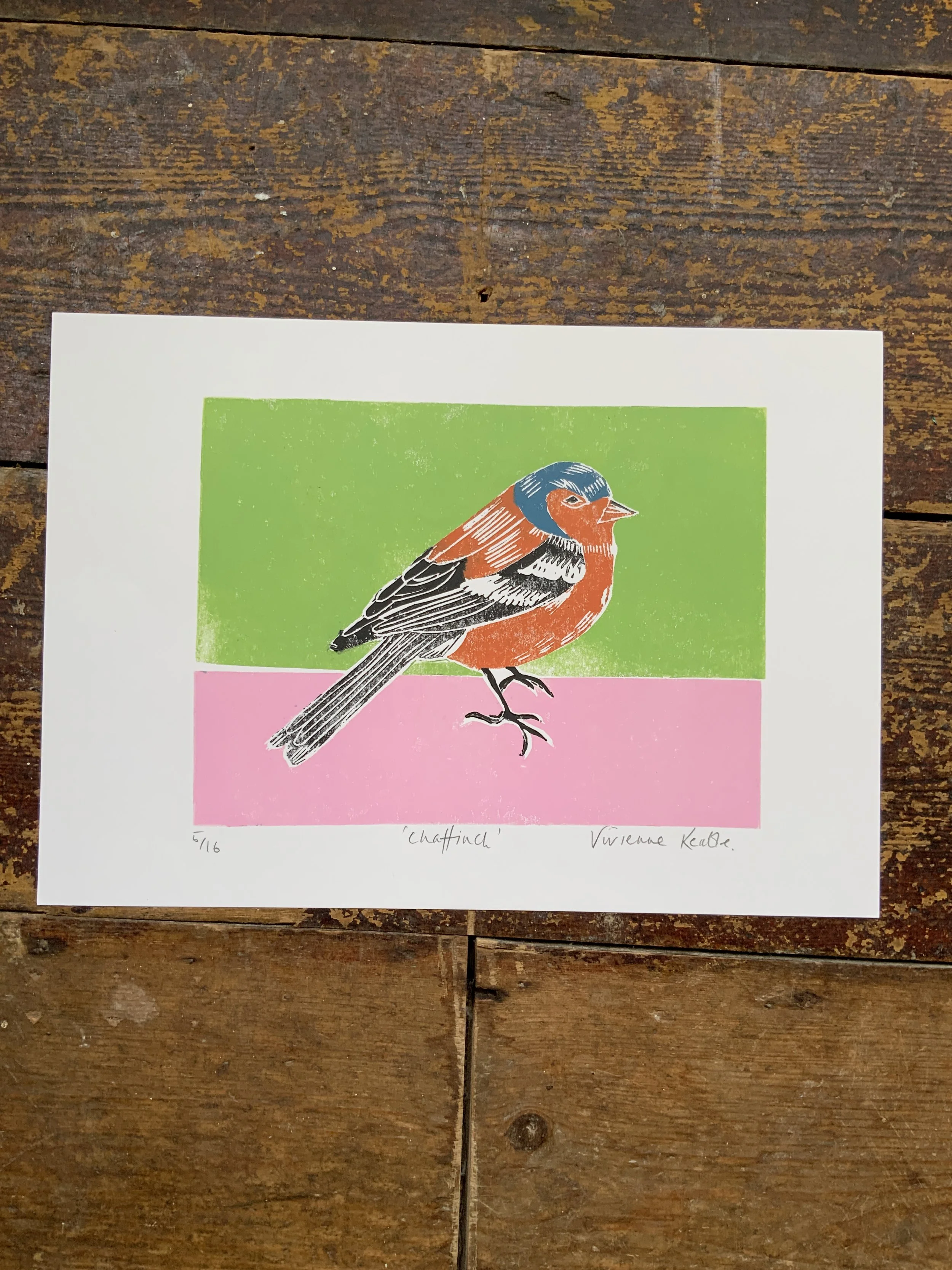Chaffinch — Jigsaw Linocut Print