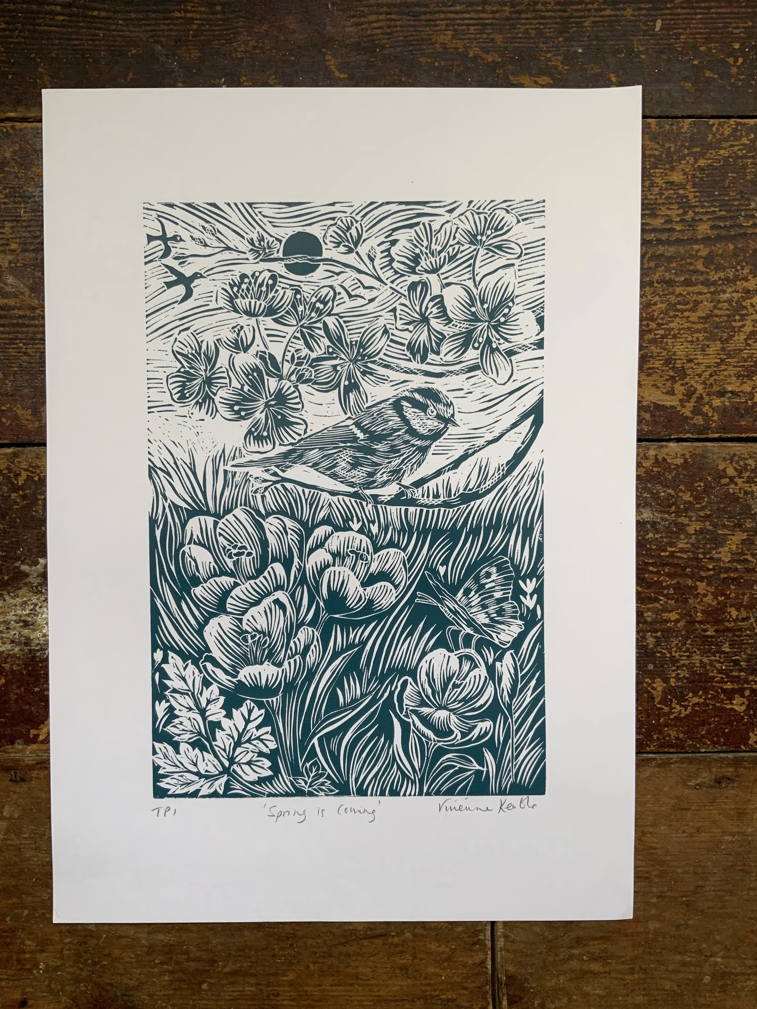 Spring Is Coming: Linocut Print