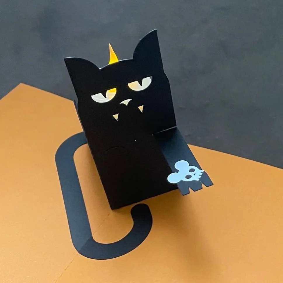 Black Cat Halloween Pop-Up Lantern Card