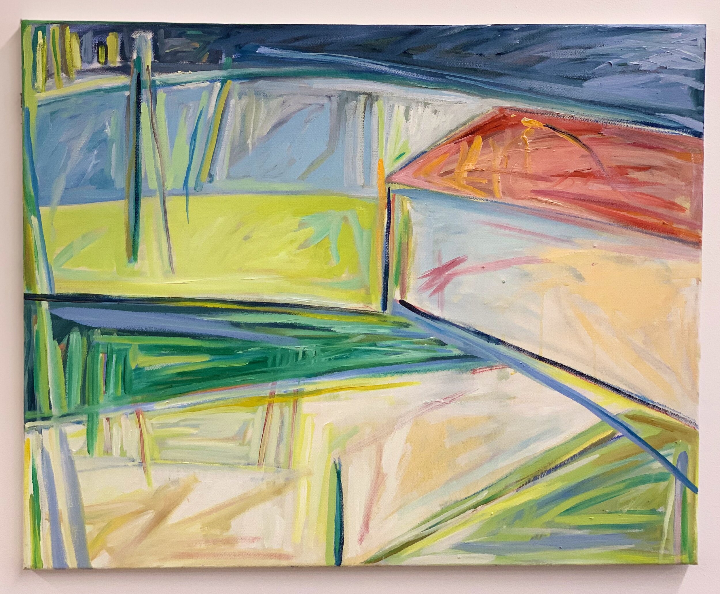 Running by a tobacco barn. Oil on canvas, 2018