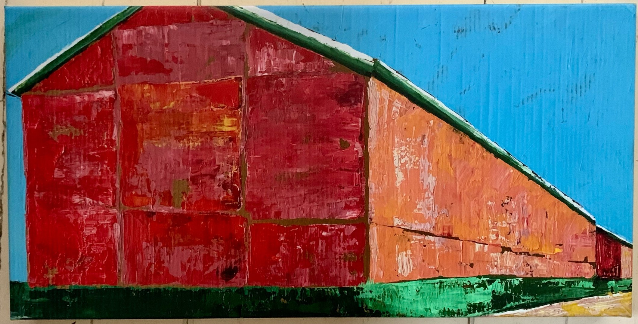 Print of painting "2 Barns"
10 x 20 in Giclee print on 2 in thick canvas. Gallery wrapped with yellow sides