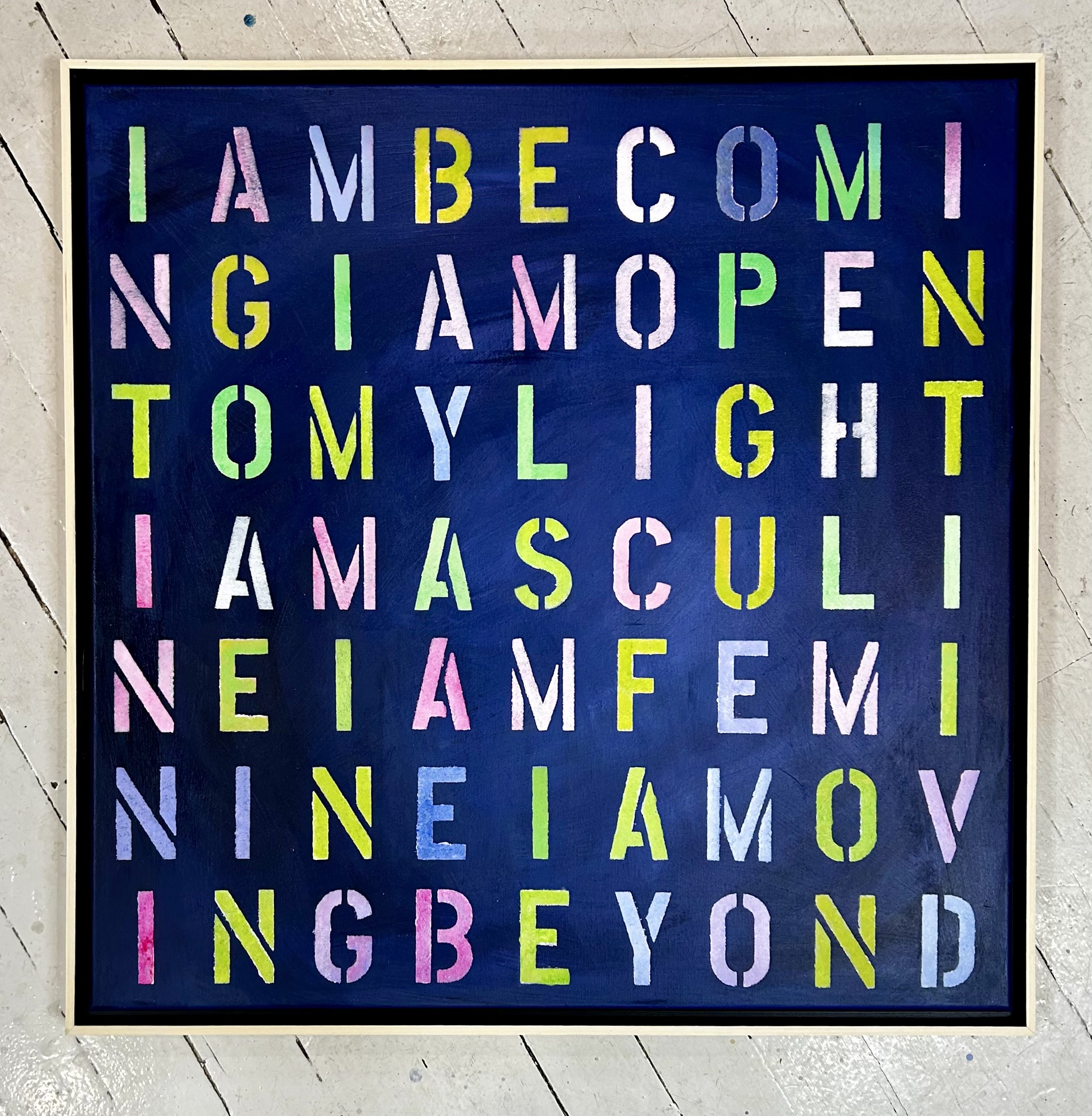 I AM BECOMING
30 x 30 Acrylic on canvas framed with floating frame in natural wood
