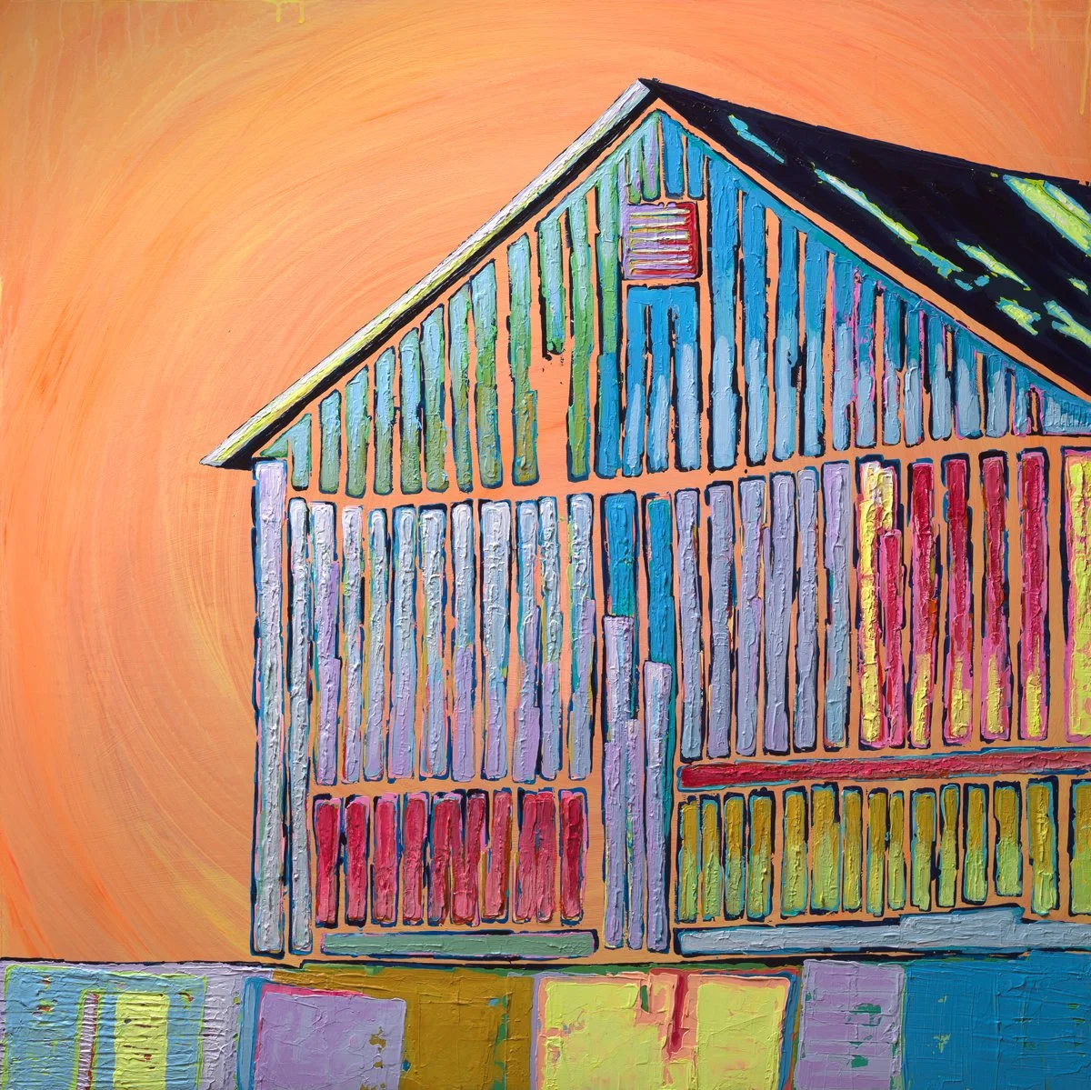 Sun Barn #2
36 x 36   Acrylic on Birch Panel 
$ 1,850