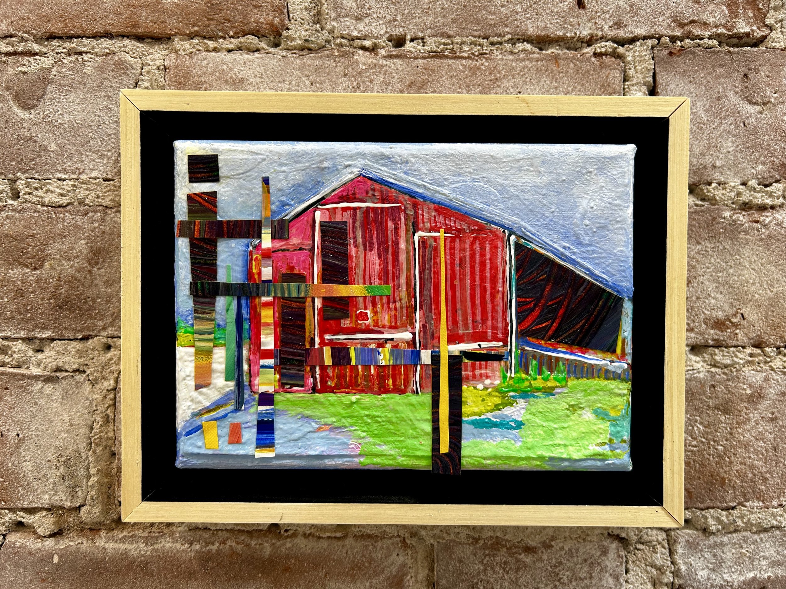 Barn and Poles
5 x 7 Acrylic and collage. SOLD