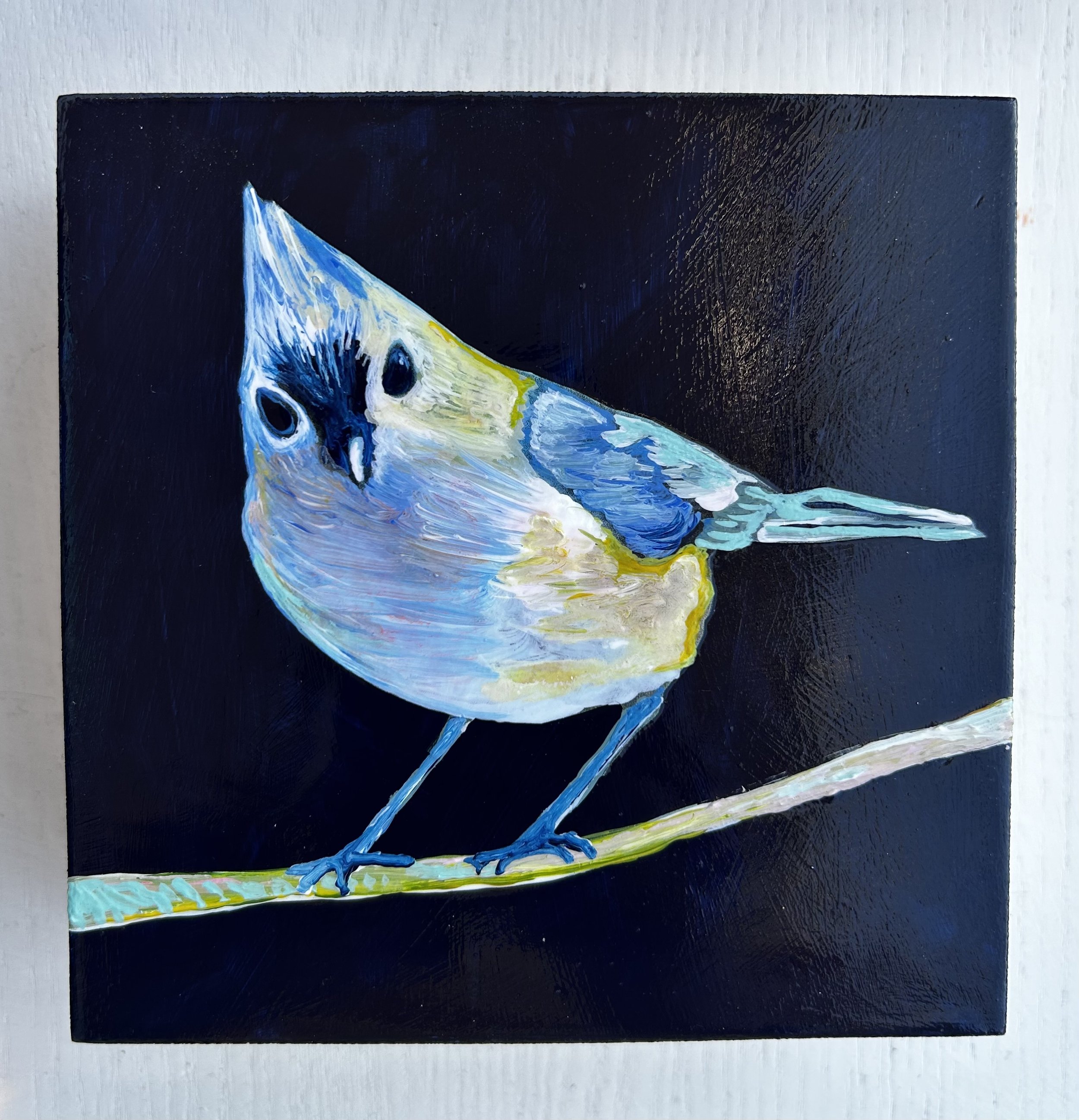 Tufted titmouse, 5 x 5 x 2 in Acrylic on panel
SOLD