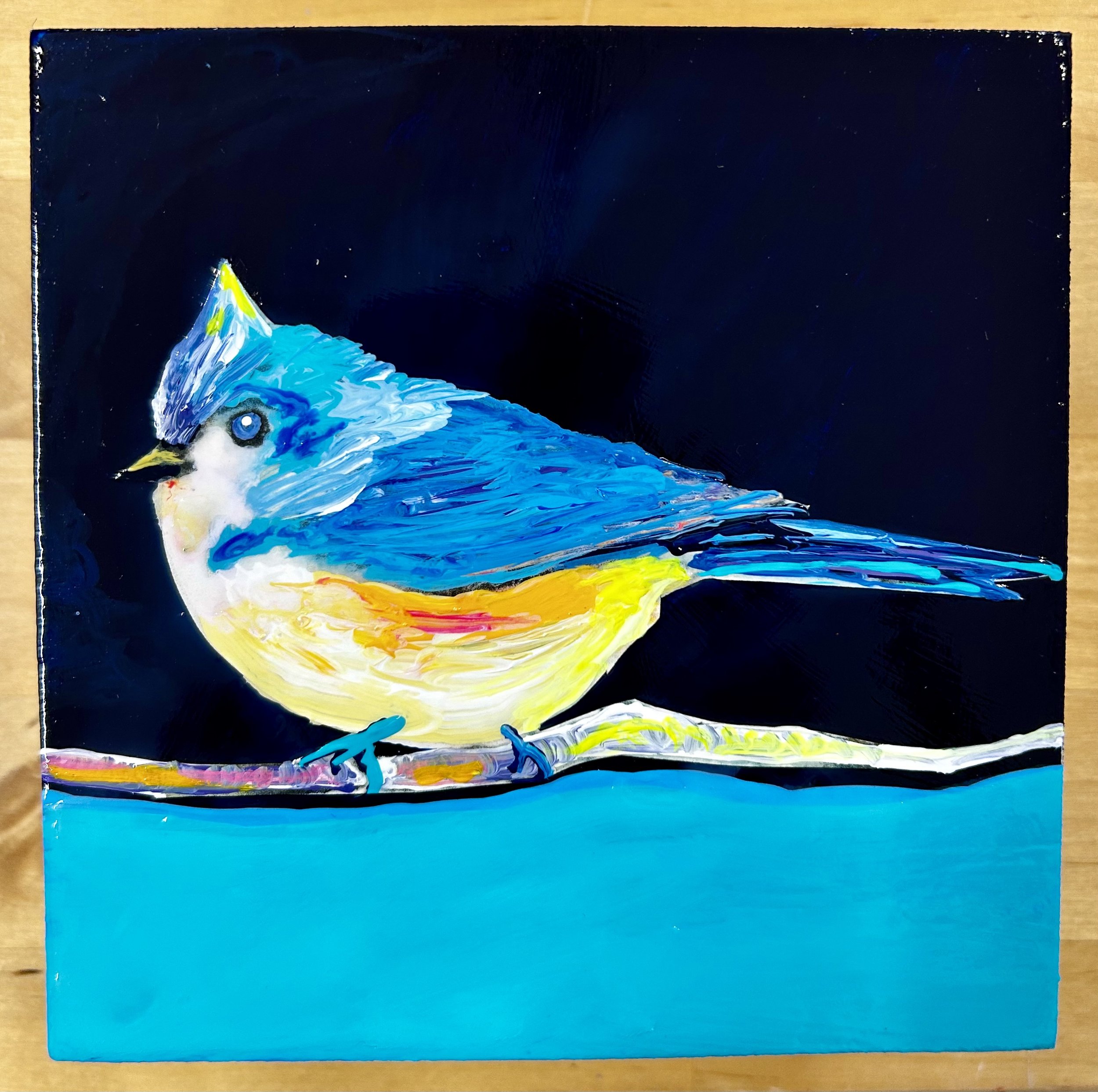 Tufted titmouse, 5 x 5 x 2 in Acrylic on panel
SOLD