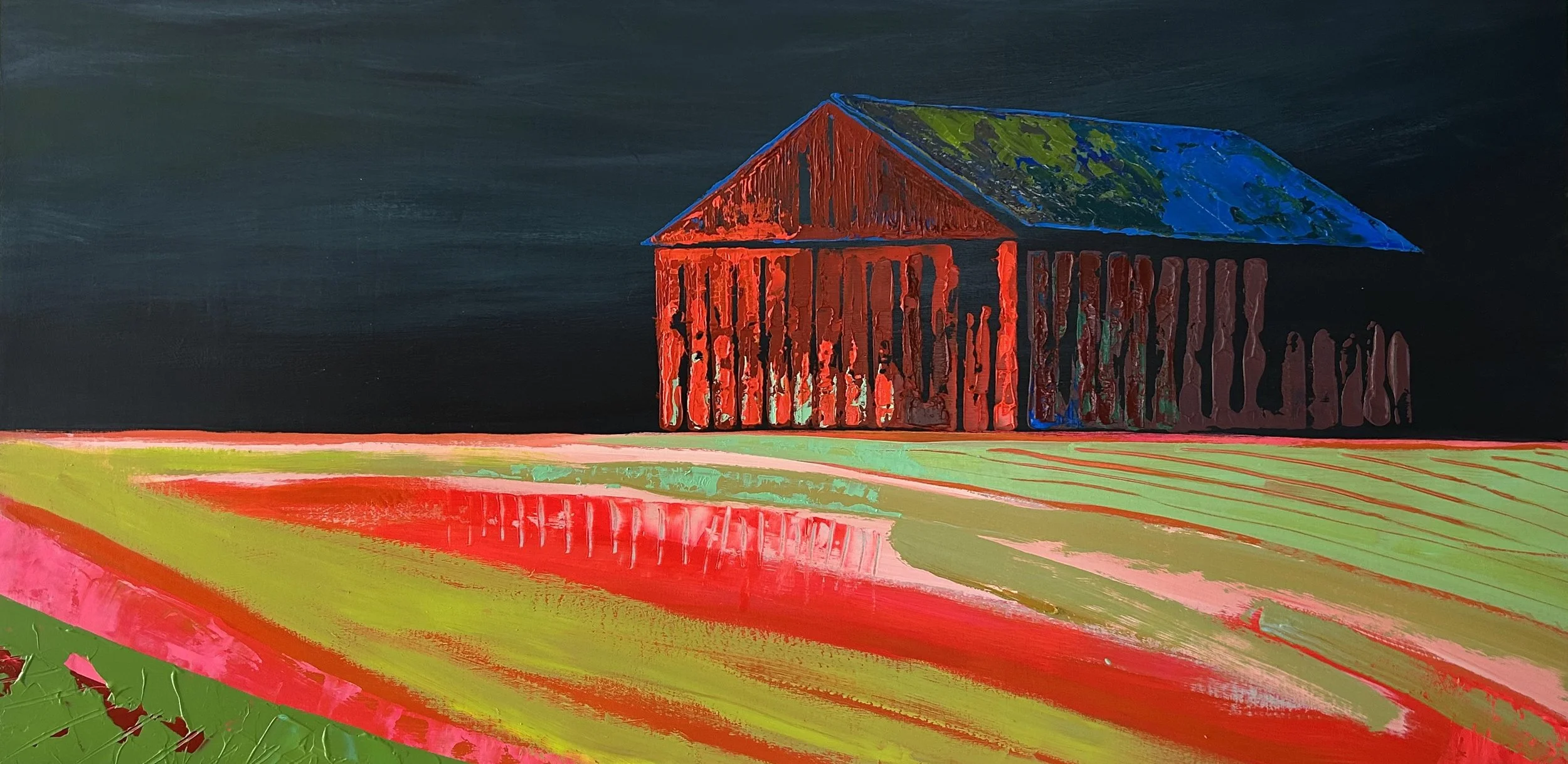 Red Fields Barn
20 x 40 Acrylic on Birch Panel
$1,050