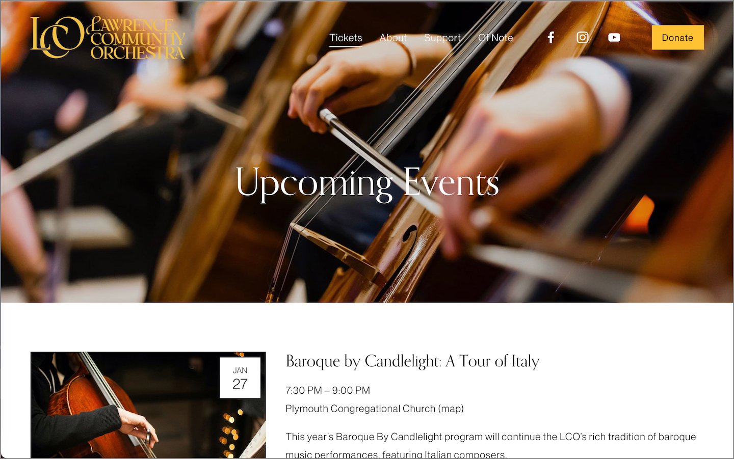 music events website design