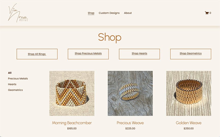 rings for sale on a shop page