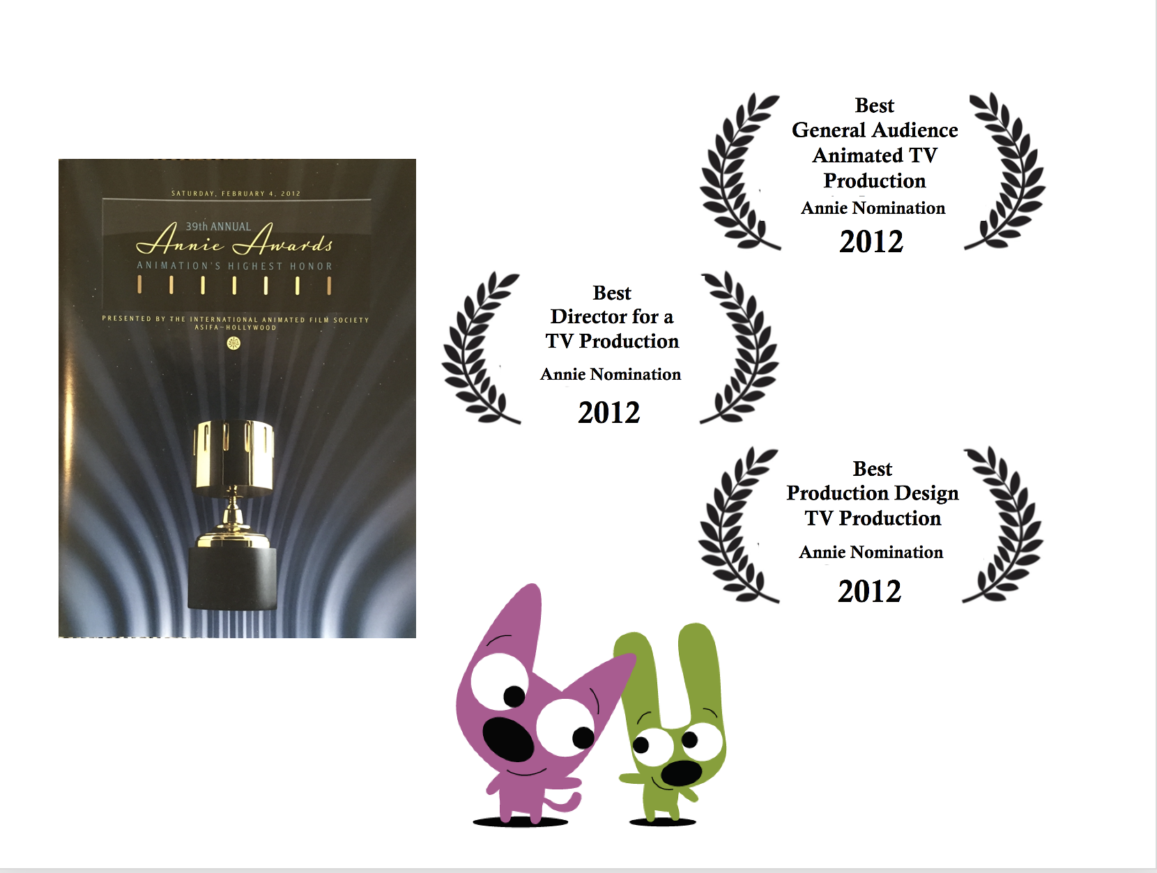   hoops&amp;yoyo Ruin Christmas was nominated for a number of industry awards, including three Annie Award nominations.  