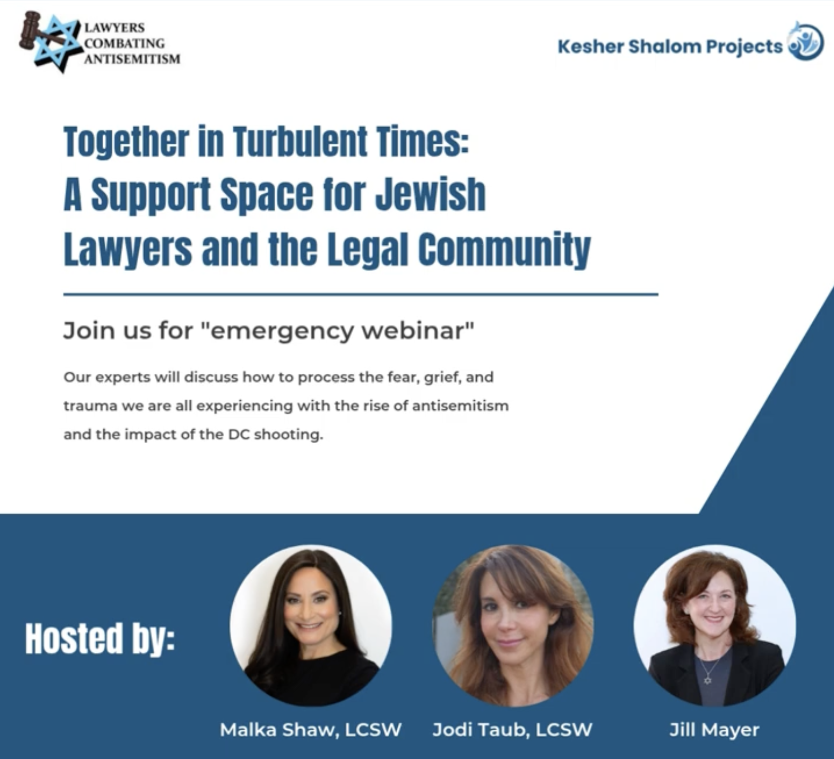Together in Turbulent Times: A Support Space for Jewish Lawyers and the Legal Community