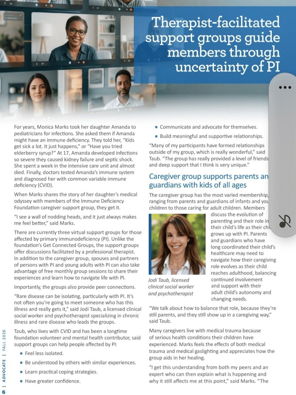 Featured in IDF's Fall 2026 ADVOCATE Newsletter