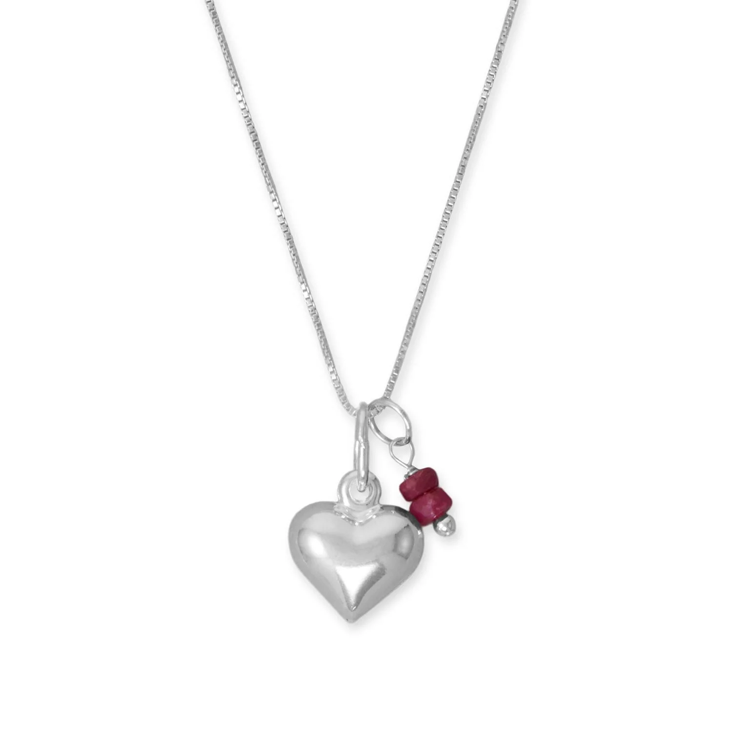 Puffy Heart & Corundum Necklace