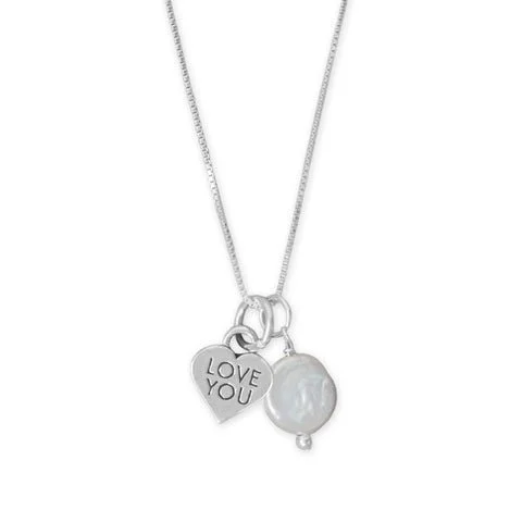 Candy Heart & Cultured Freshwater Pearl Charm Necklace