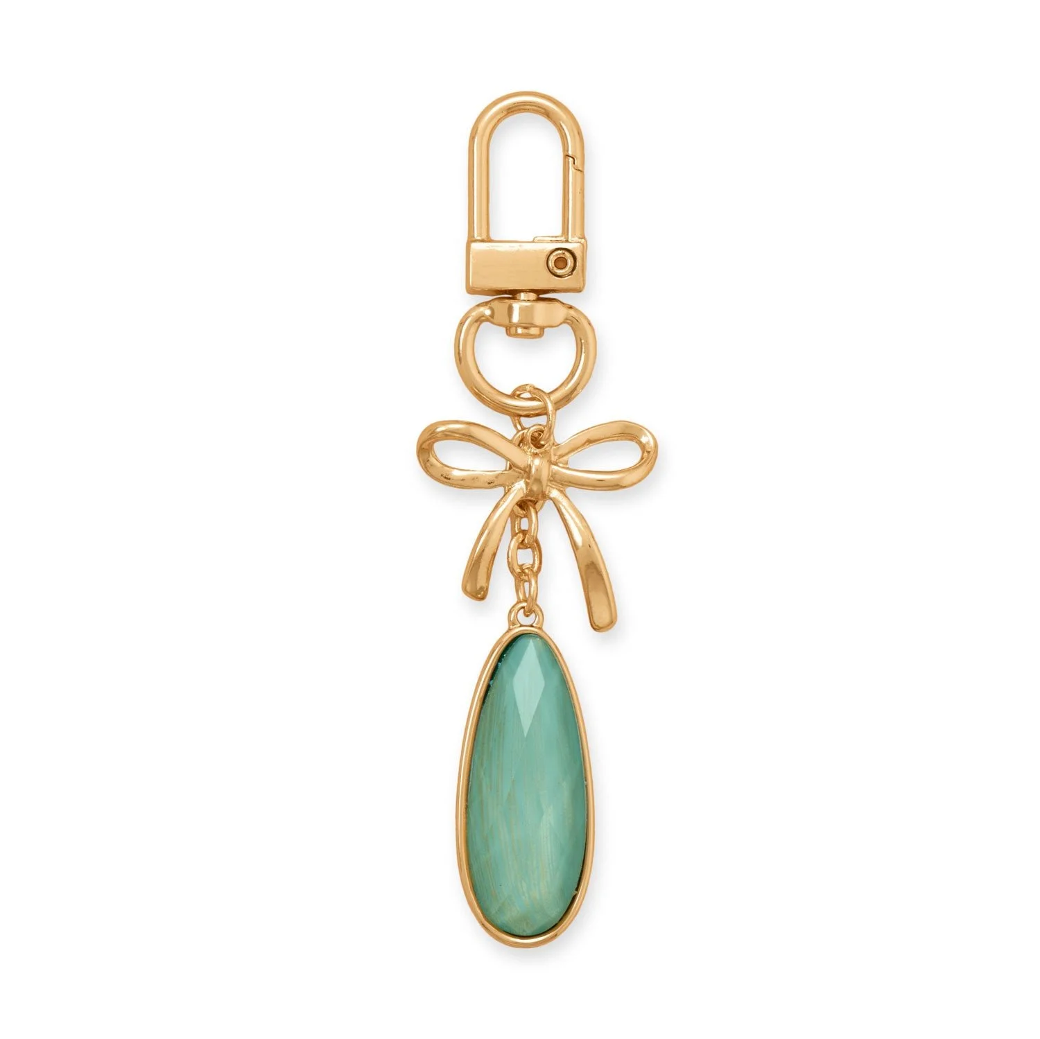 Aqua Gem Drop and Bow Bag Charm Keychain