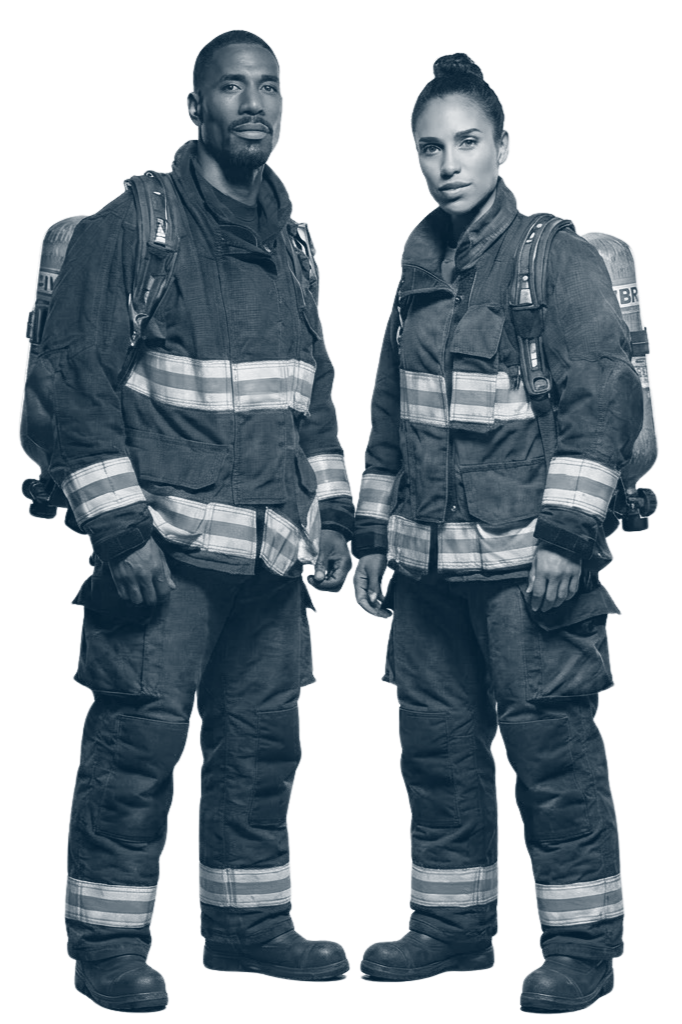 Two firefighters in turnout gear