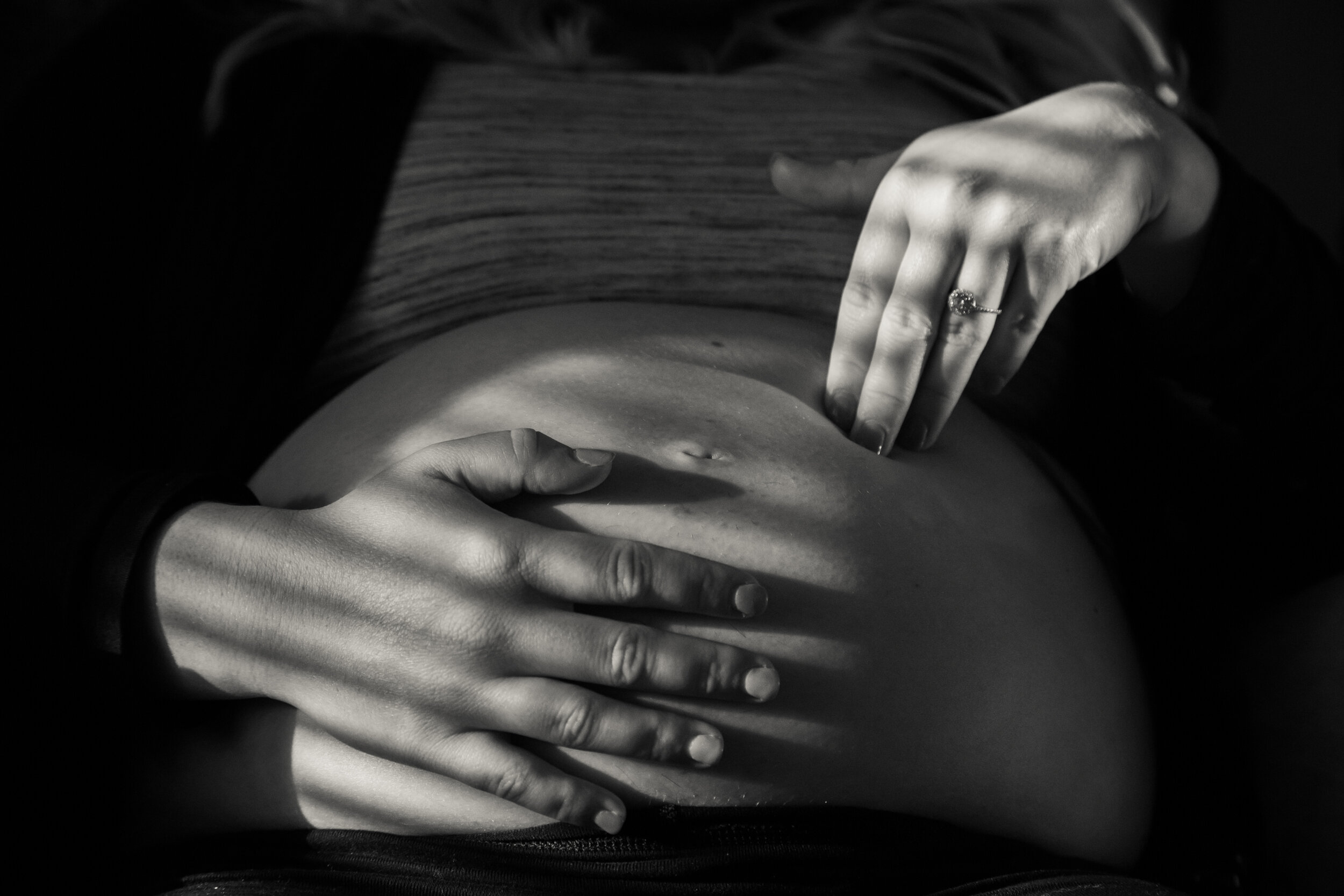 Rachel feels her baby kick during the afternoon of Nov. 11, 2018. Before this pregnancy, Rachel had experienced a miscarriage, which at first brought on some nerves. "Finding out we were pregnant with this baby brought a lot of fear initially, but we