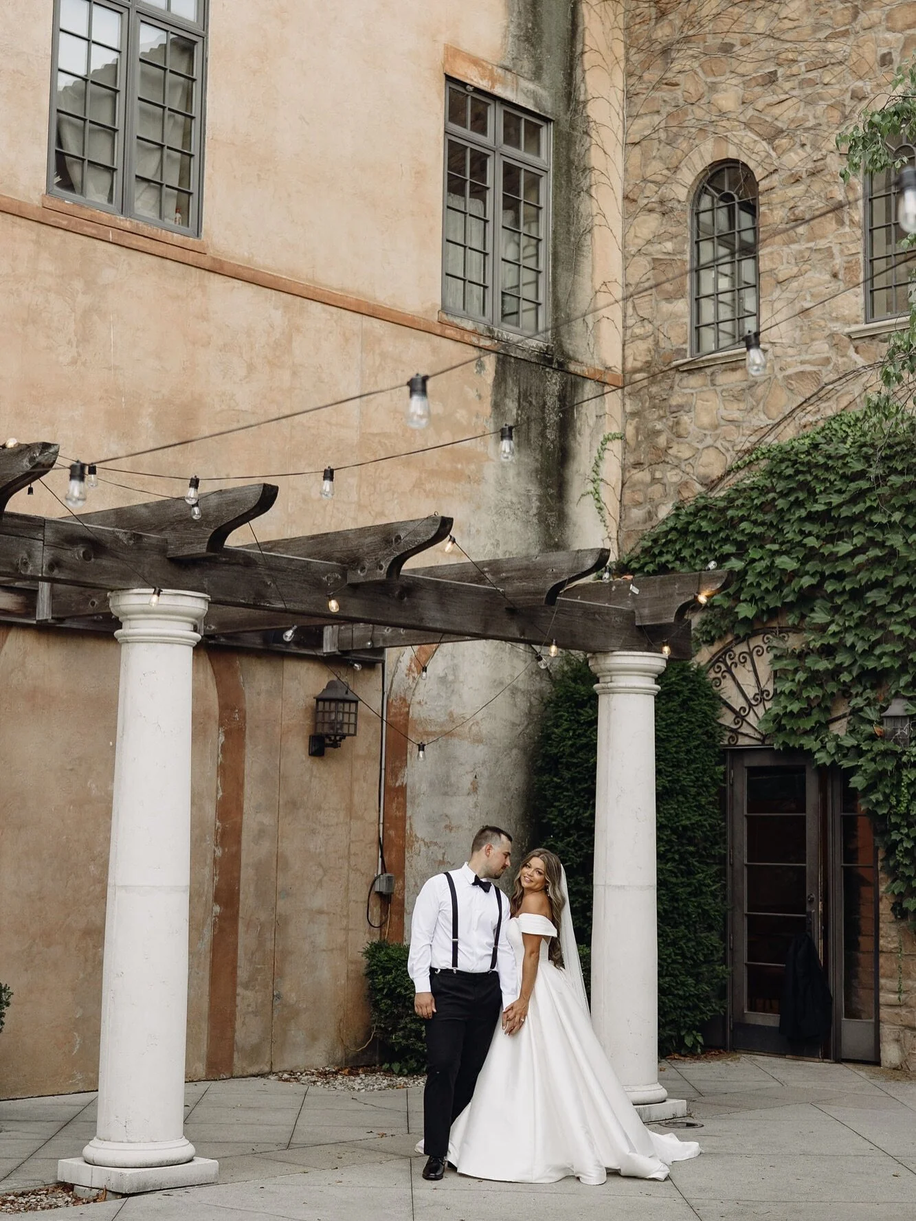 An epic moment of bridal portraits after the sweetest ceremony. 
It was HOT in Ohio, but this club made it feel like a breezy Italian day. I could photograph this venue forever.