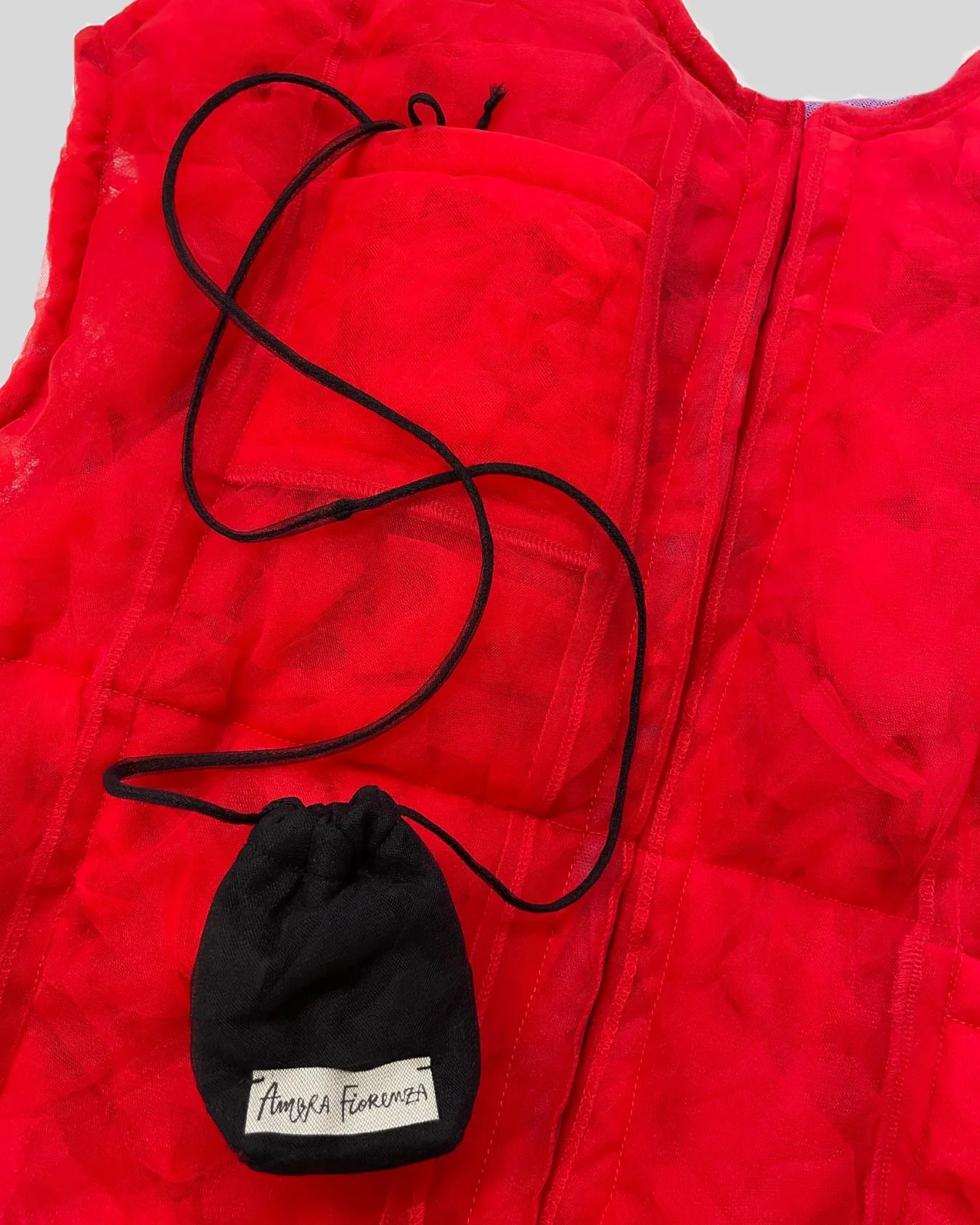 Cocoon Puffy Vest - Red Tulle, Eco-Friendly, Ambra Fiorenza