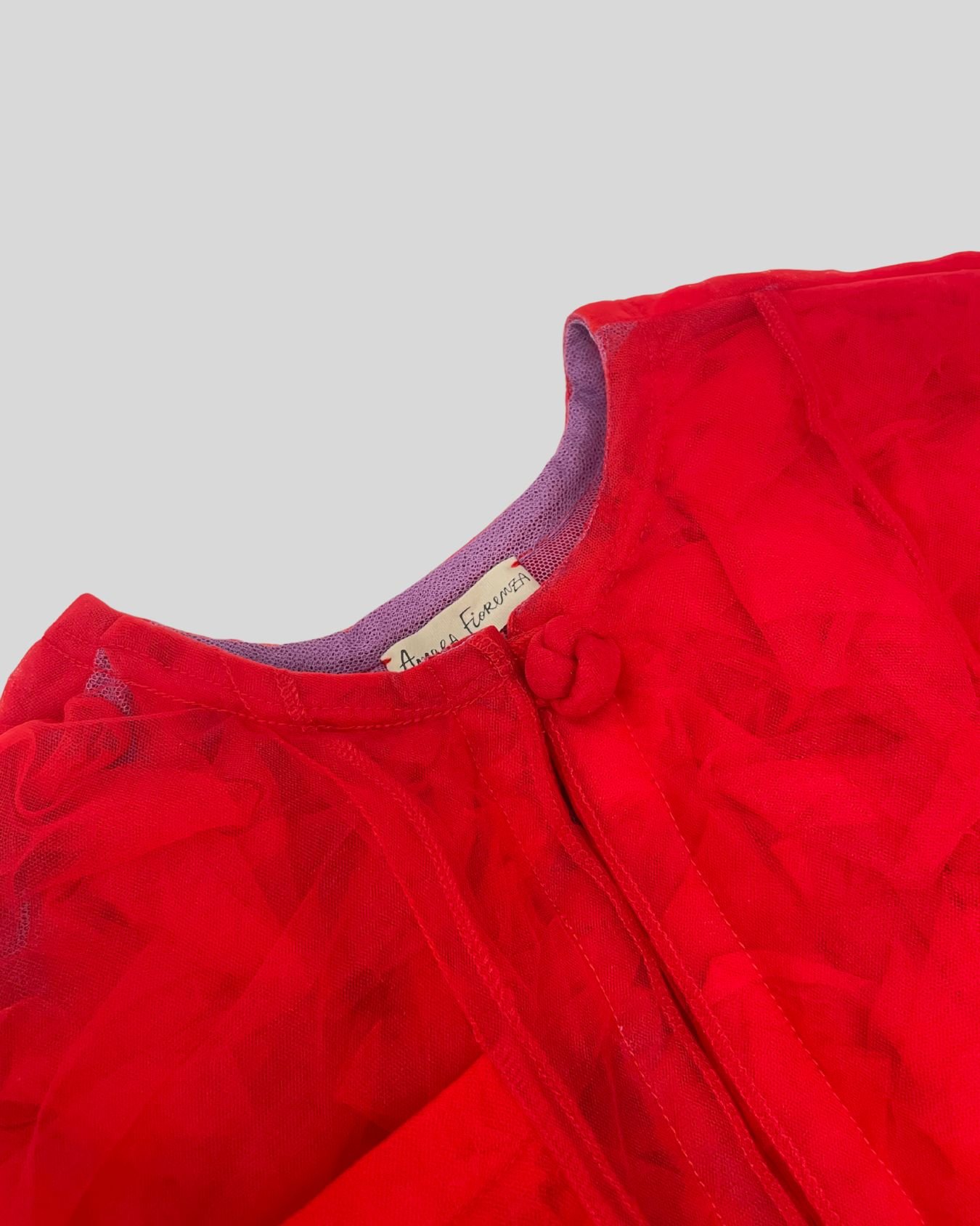 Cocoon Puffy Vest - Red Tulle, Eco-Friendly, Ambra Fiorenza