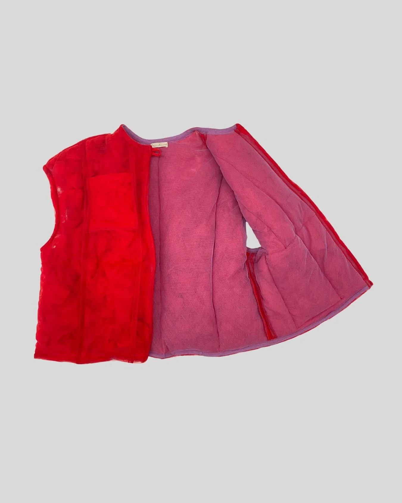 Cocoon Puffy Vest - Red Tulle, Eco-Friendly, Ambra Fiorenza