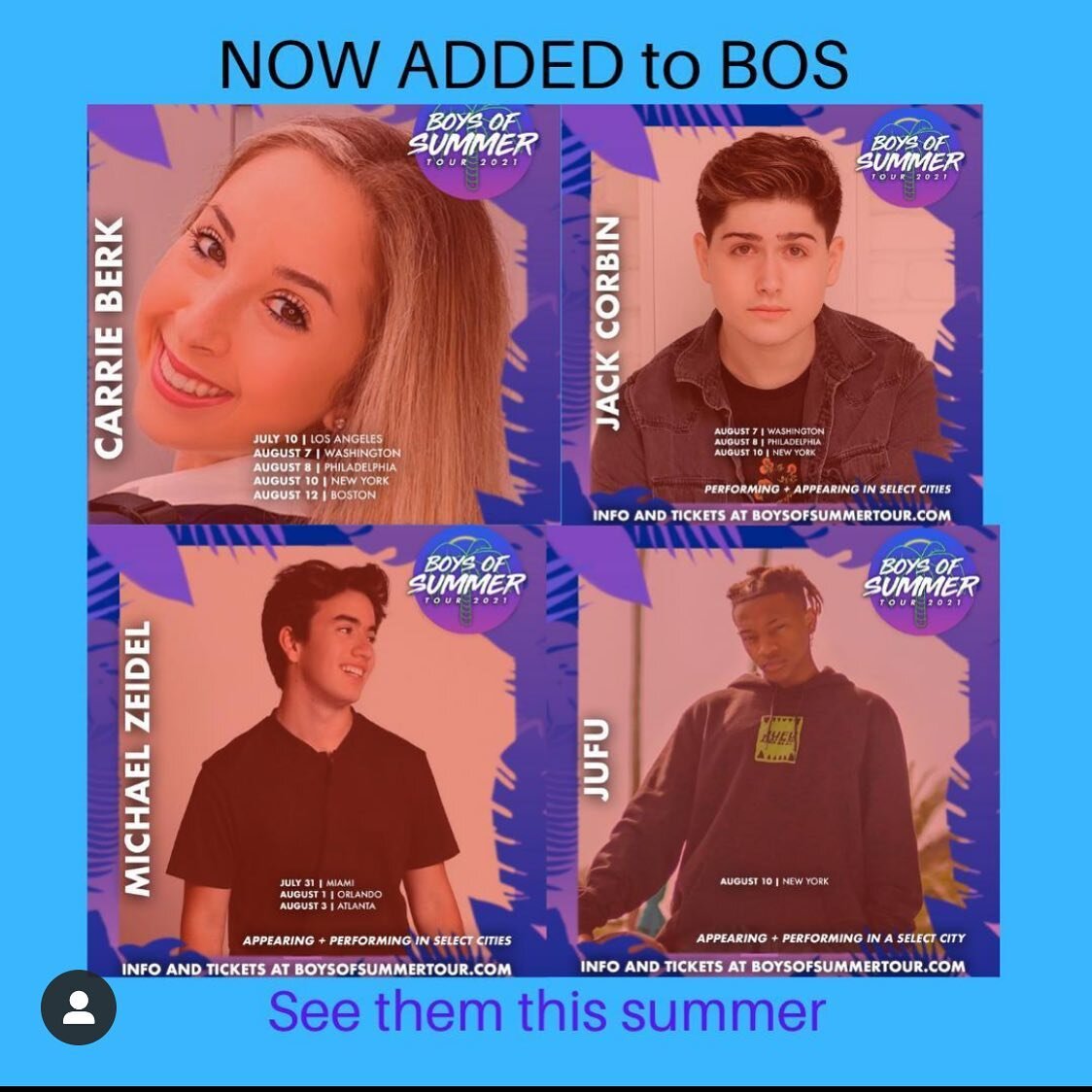 @jackdcorbin is going on tour this summer with @boysofsummertour !!!! Performing in DC, Philadelphia and NY!!! I&rsquo;m so excited for him 🔥🔥🔥
.
.
.
#jackdcorbin #boysofsummertour2021 #boysofsummertour #proudmom #music #musician #summertour #summ