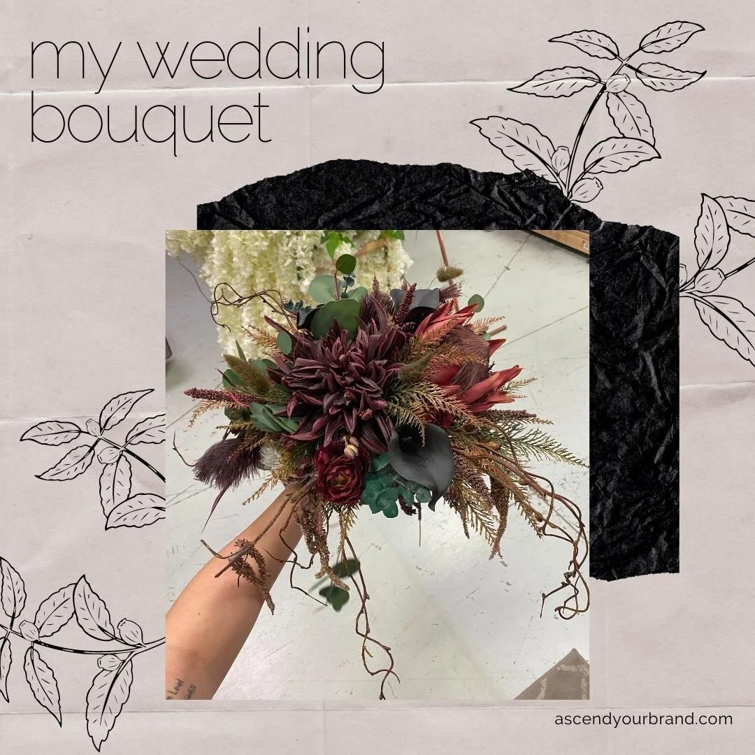 I'm so excited to start planning my wedding. I am not an easy bride to design a bouquet for, especially when my main requests are: sticks and dead flowers. The team at Compass Rose Floral did so good with my weird, witchy requests. I couldn't be more