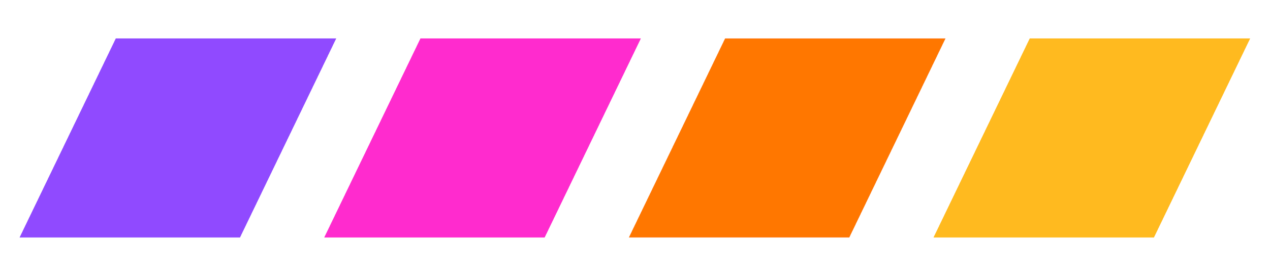 Four diagonal colored stripes in purple, pink, orange, and yellow.