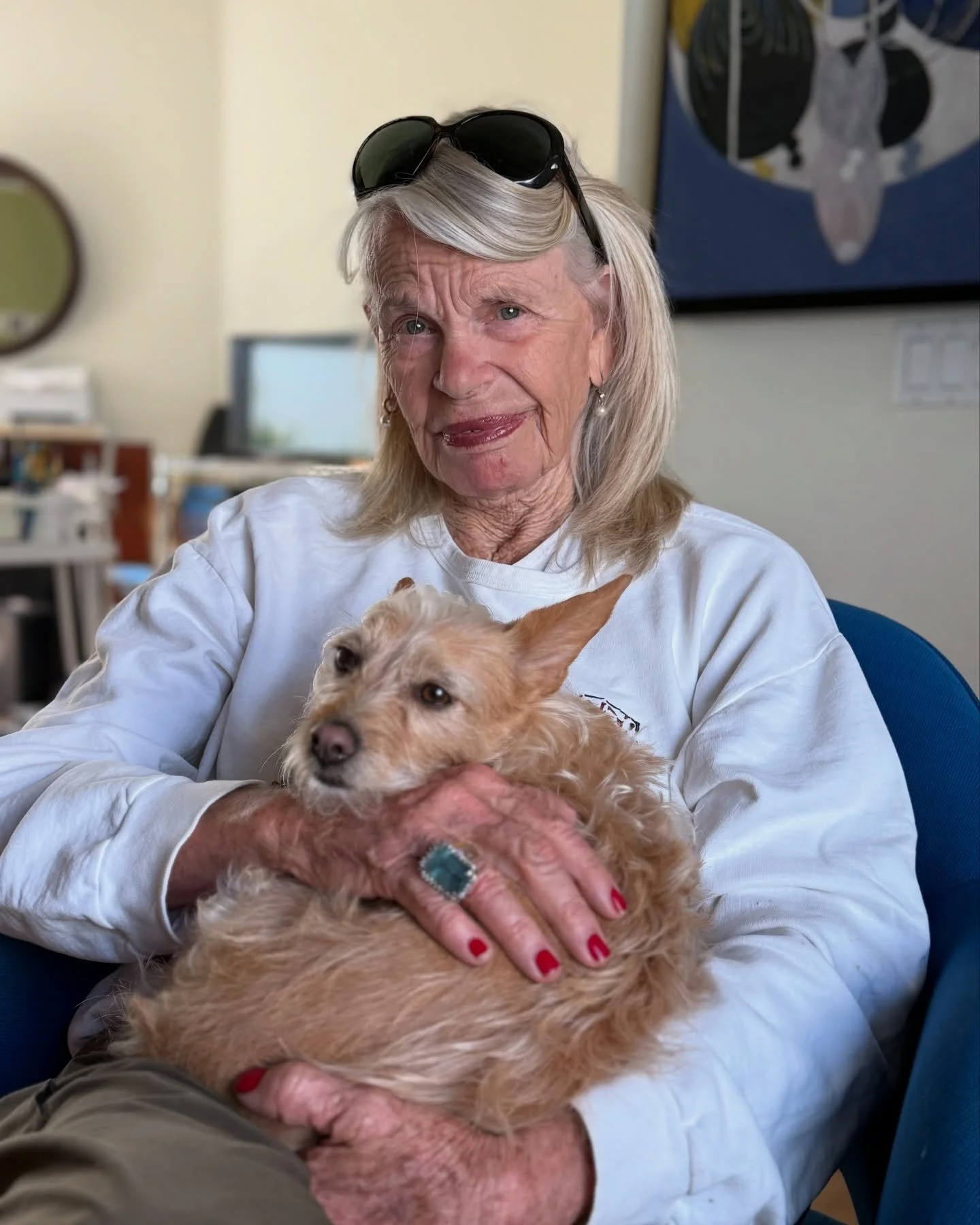 Spent a wonderful couple of days one on one with my mom for her 87th birthday! The sweatshirt she&rsquo;s wearing is one I made for her in 1989 &mdash; a family portrait with puffy paints! We read &ldquo;The Tao of Pooh&rdquo; in bed, watched a 4-hou