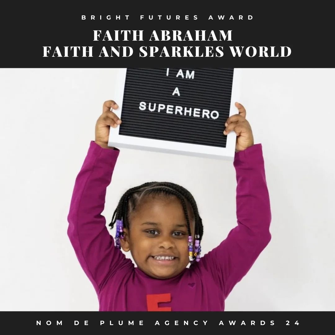 Congratulations to our #superhero Faith who recieved the Bright Future Award from #nomdeplumeagency 

Their message is as follows:

On behalf of the&nbsp;Nom de Plume Agency, I am again extending my warmest&nbsp;congratulations&nbsp;to you for being 