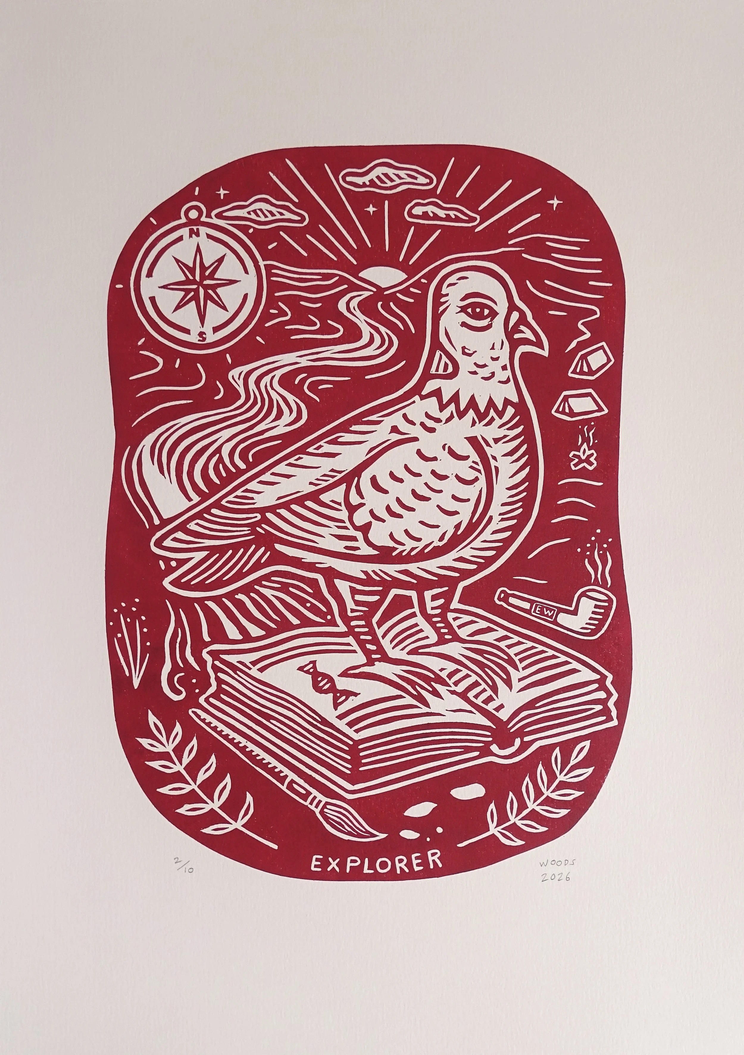 'EXPLORER' - Lino Print