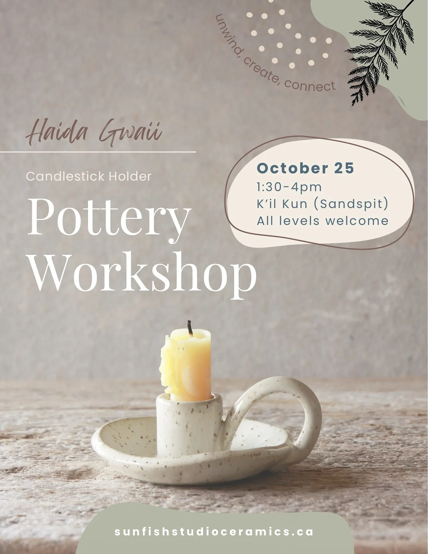 As the days shorten and shadows lengthen, come gather in a century-old homestead house to craft light from clay!

#SunfishStudio #HaidaGwaii #PotteryWorkshop #ArtWorkshop #TeachWhatYouLove #WondrousWorkshops #GoHaidaGwaii