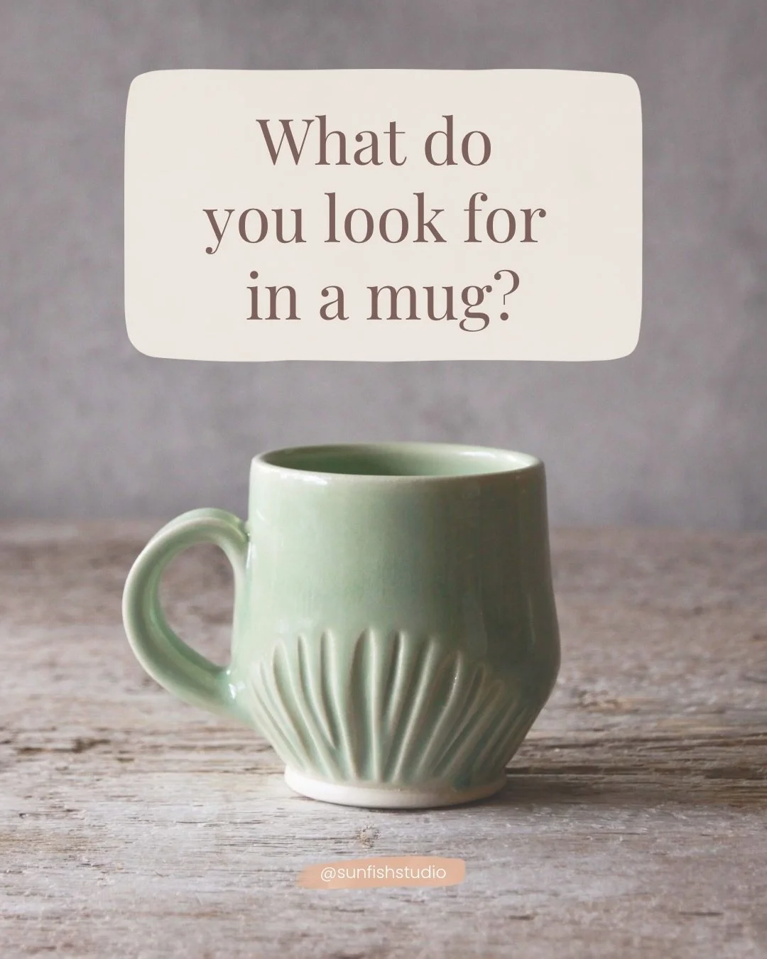 What do you look for in a mug? 🌱🦆🥚

- a comfortable handle?
- a rim that&rsquo;s pleasing on the lips?
- finger-satisfying texture?
- a delightful colour?
- well-balanced to hold?
- a size that fits your coffee maker of choice?

Or maybe something
