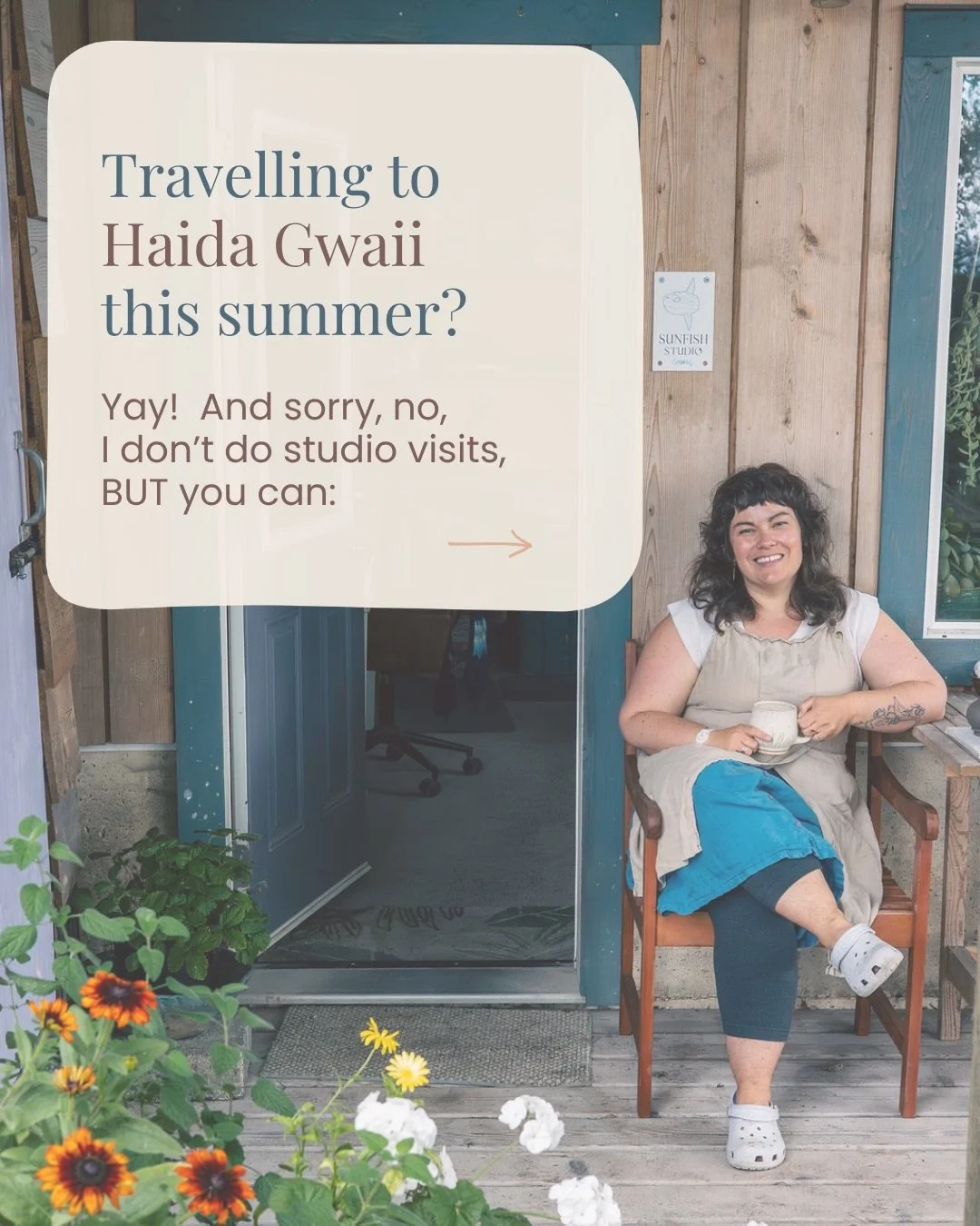 Because while I&rsquo;m just not set up for studio visits in this phase of life, I do appreciate all the love and messages about wanting to connect and support my work.  So here&rsquo;s how!

#HaidaGwaii #GoHaidaGwaii #SunnySandspit #PotteryStudio