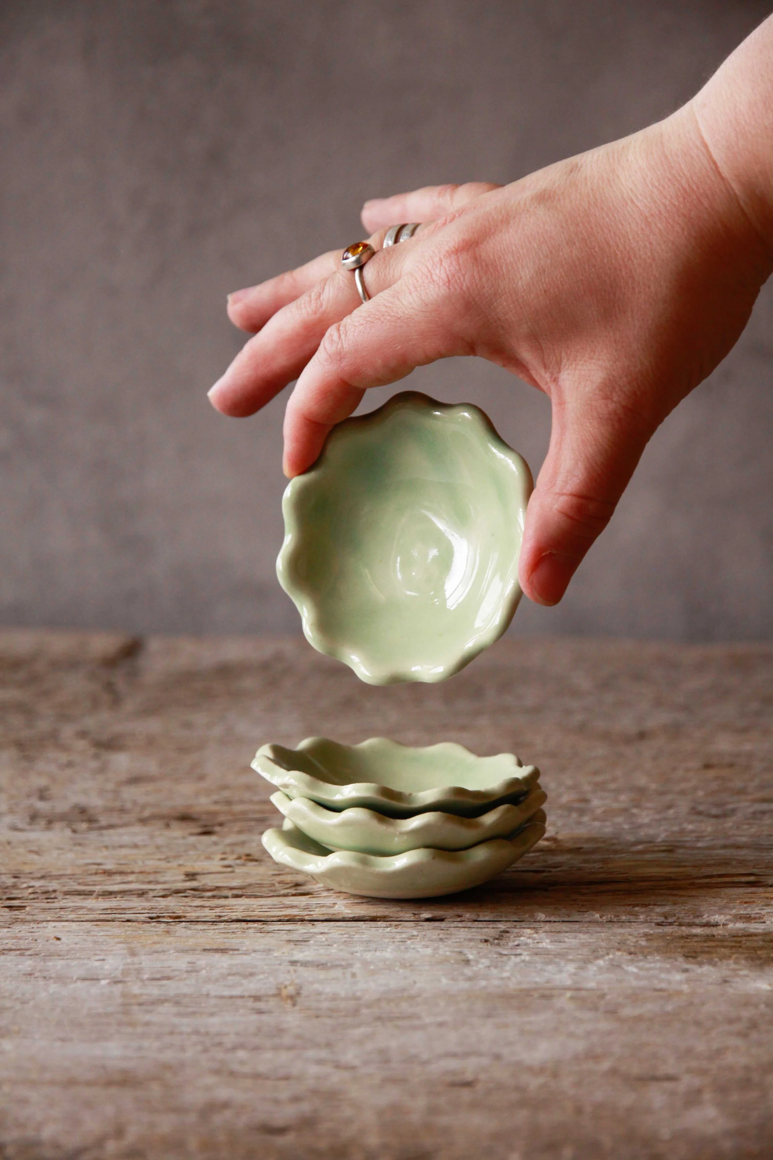 glass ball dish | fava bean