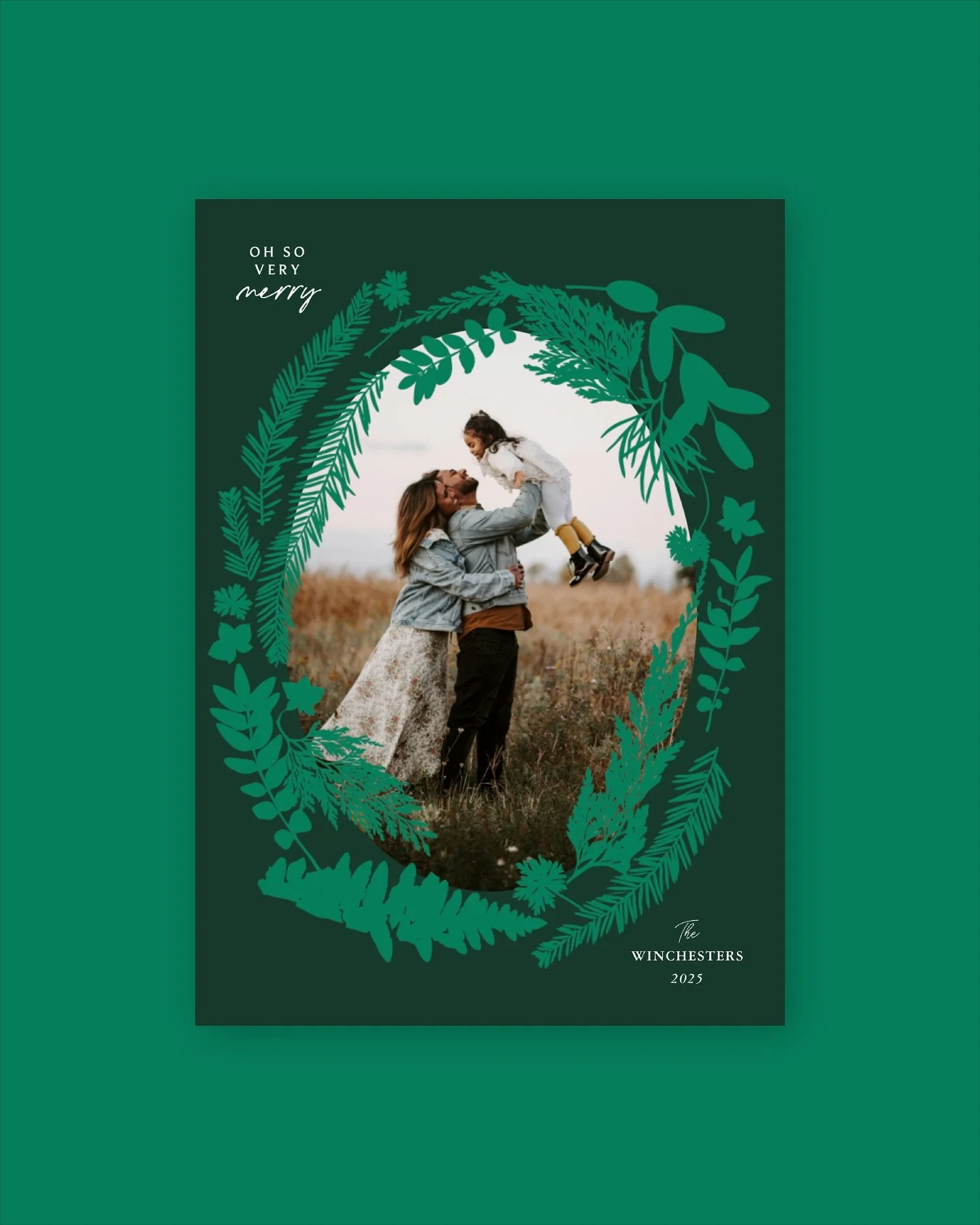 Next up in my 2025 Holiday Collection are these Botanical Impressions Holiday Photo Cards. It features a modern wreath of greenery framing your favorite family photo. The botanical frame was created from one of my cyanotype prints. There are four dif