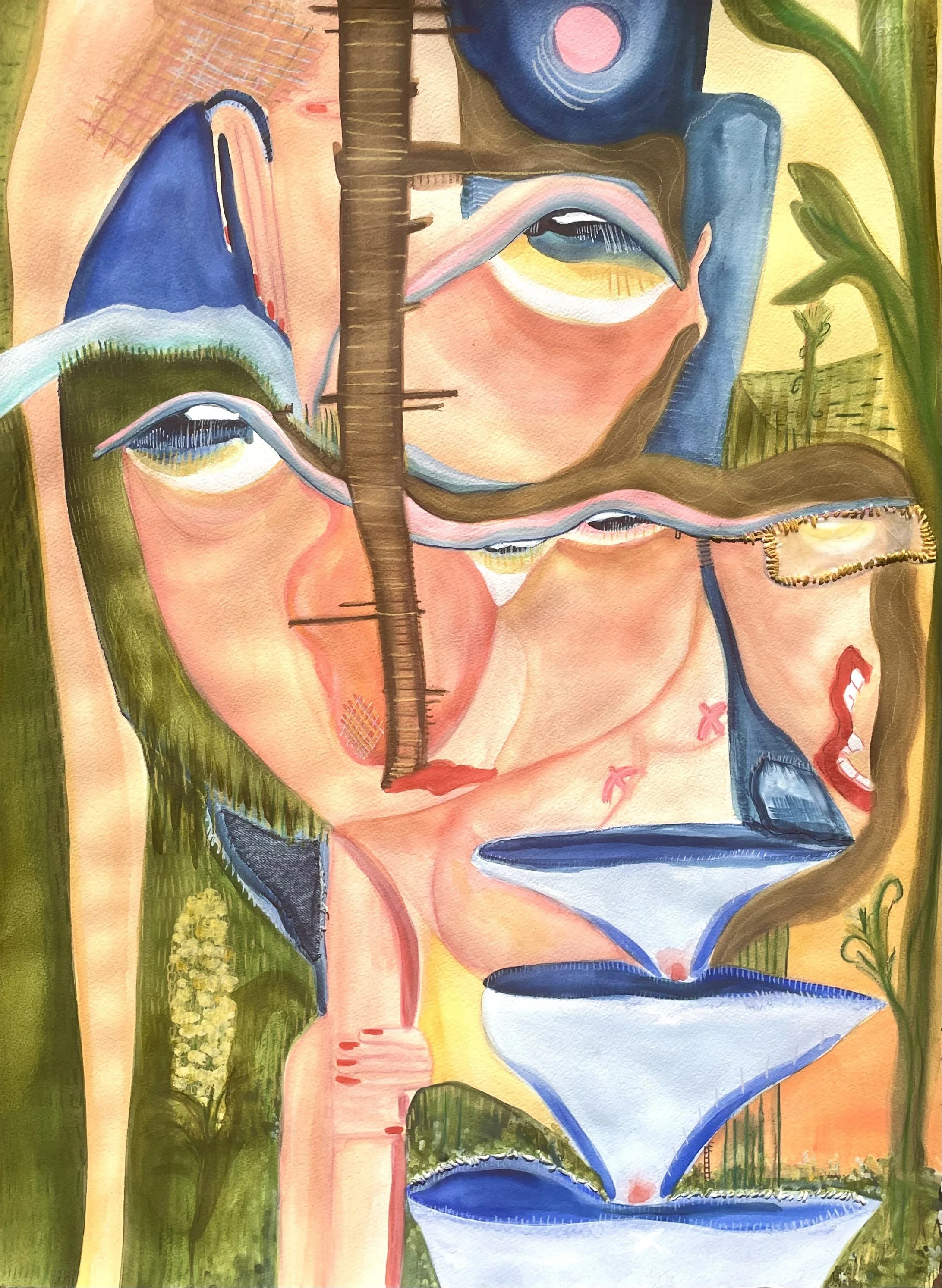 sweetie pie lvr girl 2023, mixed media on paper, 30 x 22 in — inquire