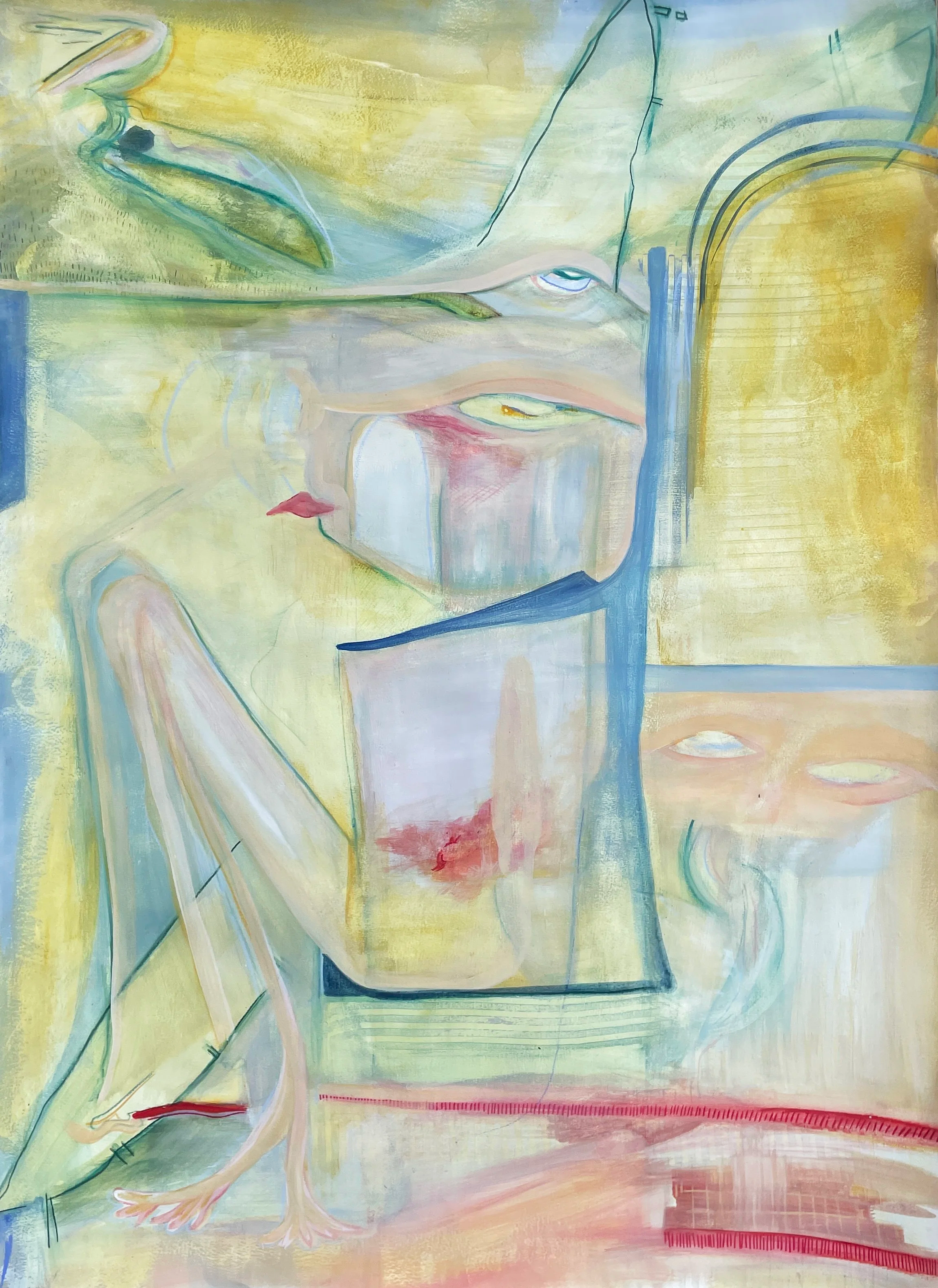 carry on weight, 2025 mixed media on Arches paper, 29x41 in