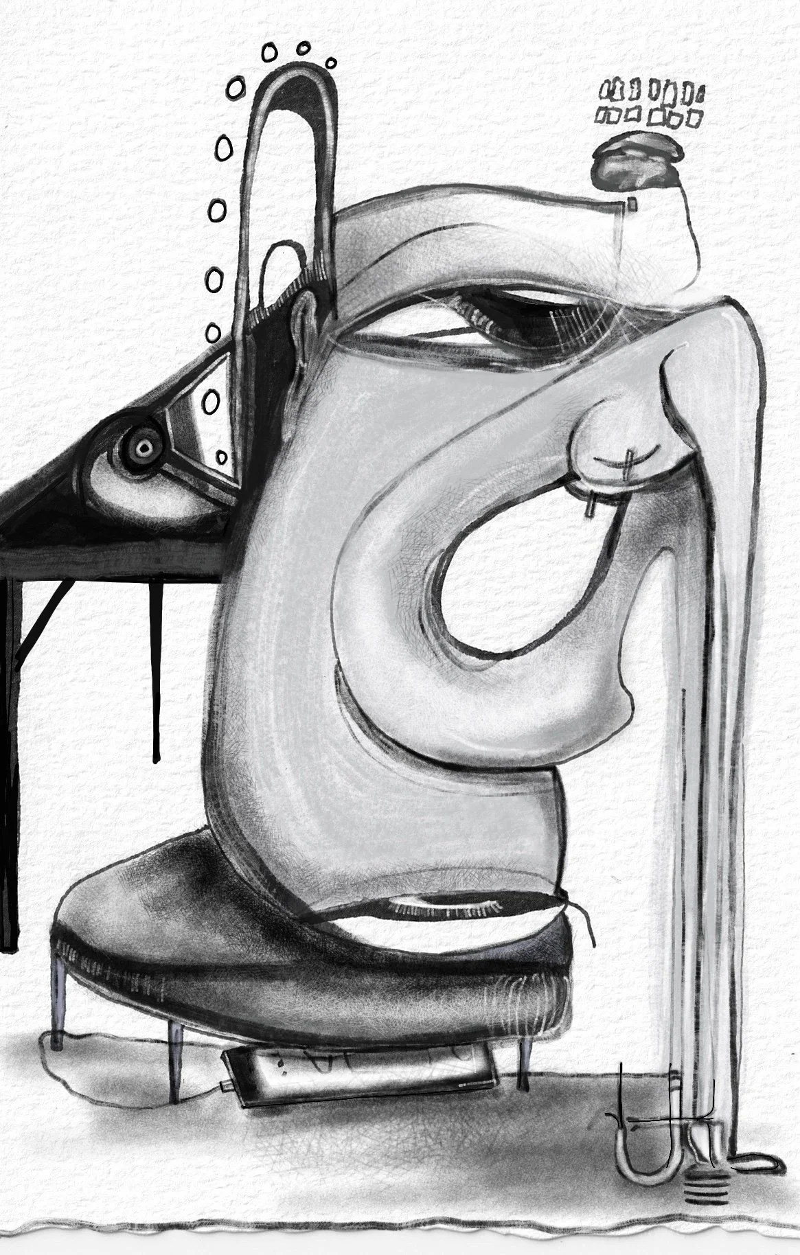 sit on it all, 2026, ink watercolor, 5 x 7 in 
