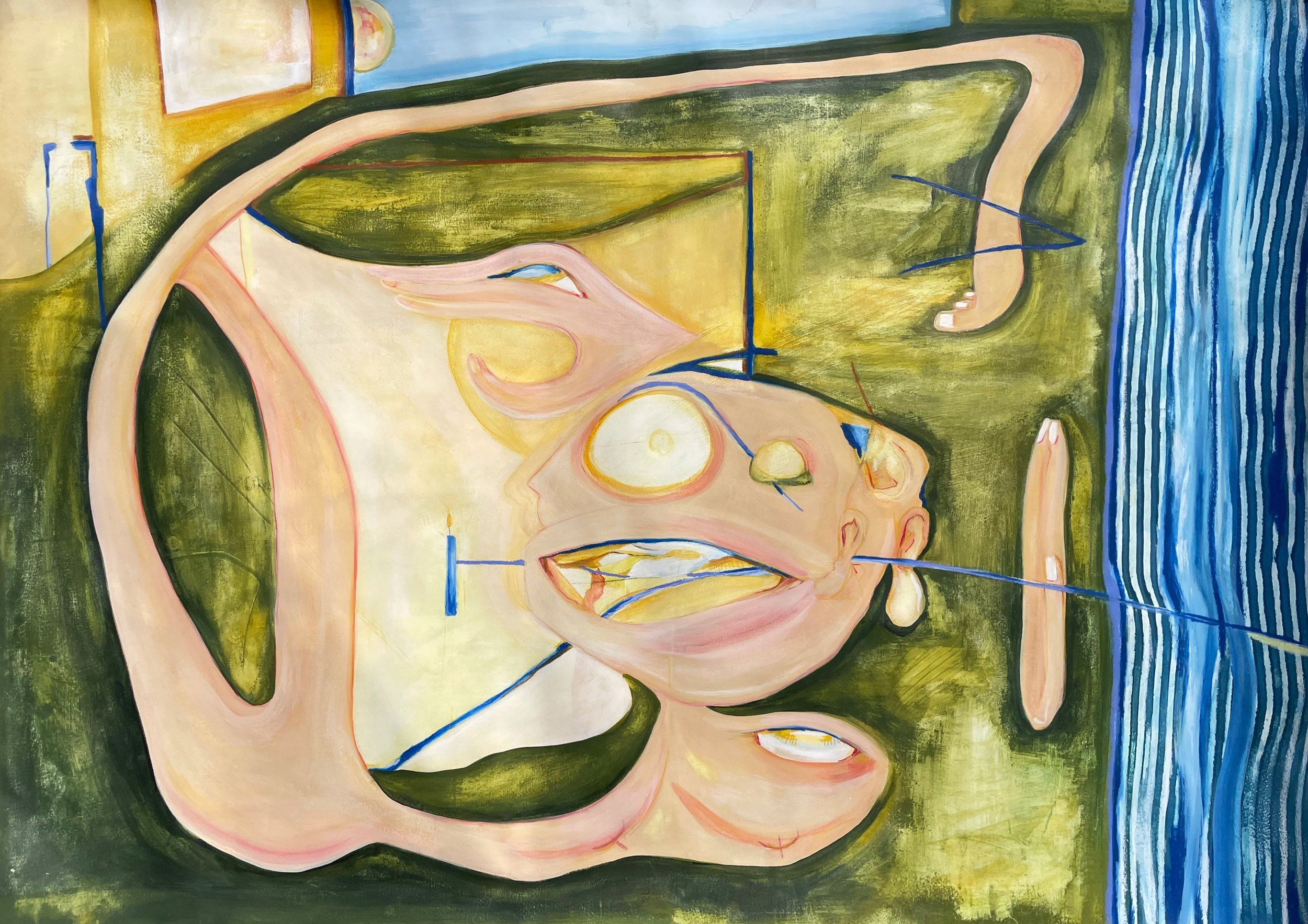 outgrowing the container, 2025 mixed media on Arches paper, 29x41 in